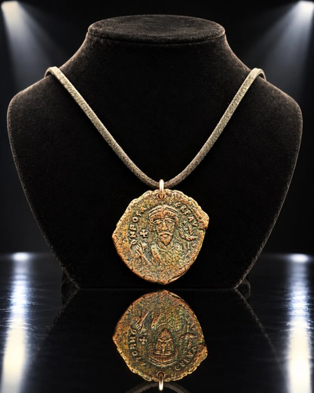 Byzantine Bronze Collar with a coin of Emperor Phocas - 75 cm