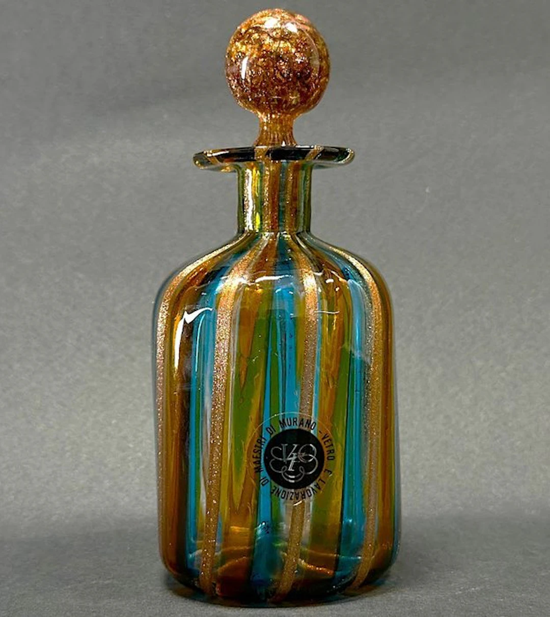 Vasetto Vintage Murano - Anni '60 - Vase - Vertical Cane Glass in Blue