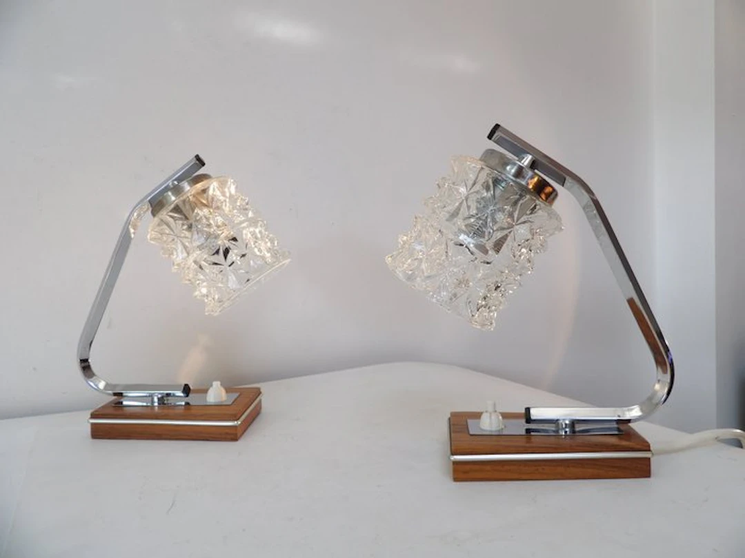 Richard Essig - Lamp (2) - Chrome/Glass/Wood
