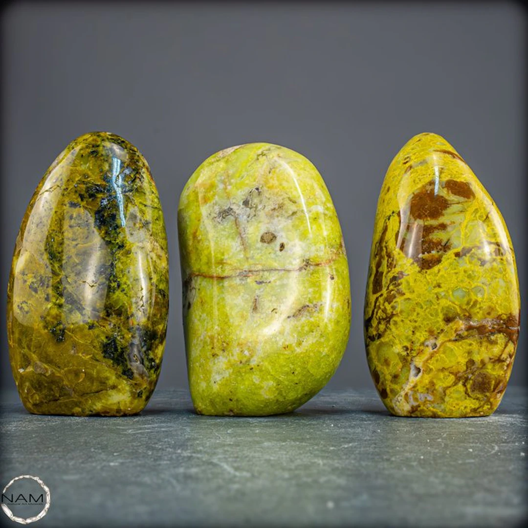 Green opal freeform set – luminous natural artworks in...