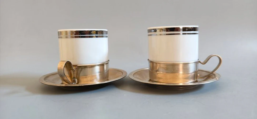 Cup and saucer (2) - .800 silver
