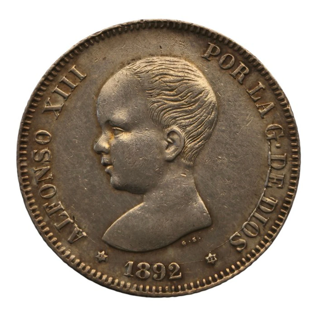 Spain. 2 Pesetas Alfonso XIII 1892 Madrid