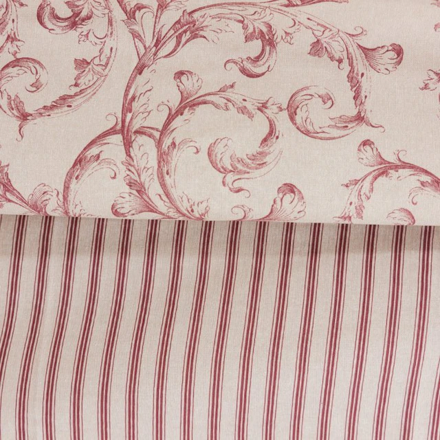 BA218 - Pair of Coordinating Home Decor Fabrics - Stripe...