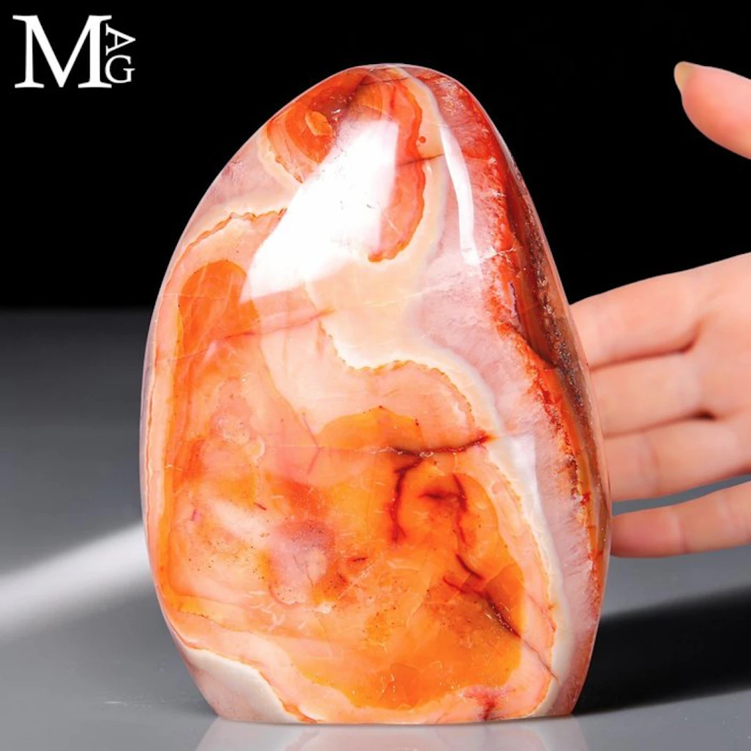 Vibrant Flame-Red Madagascar Carnelian Freeform...