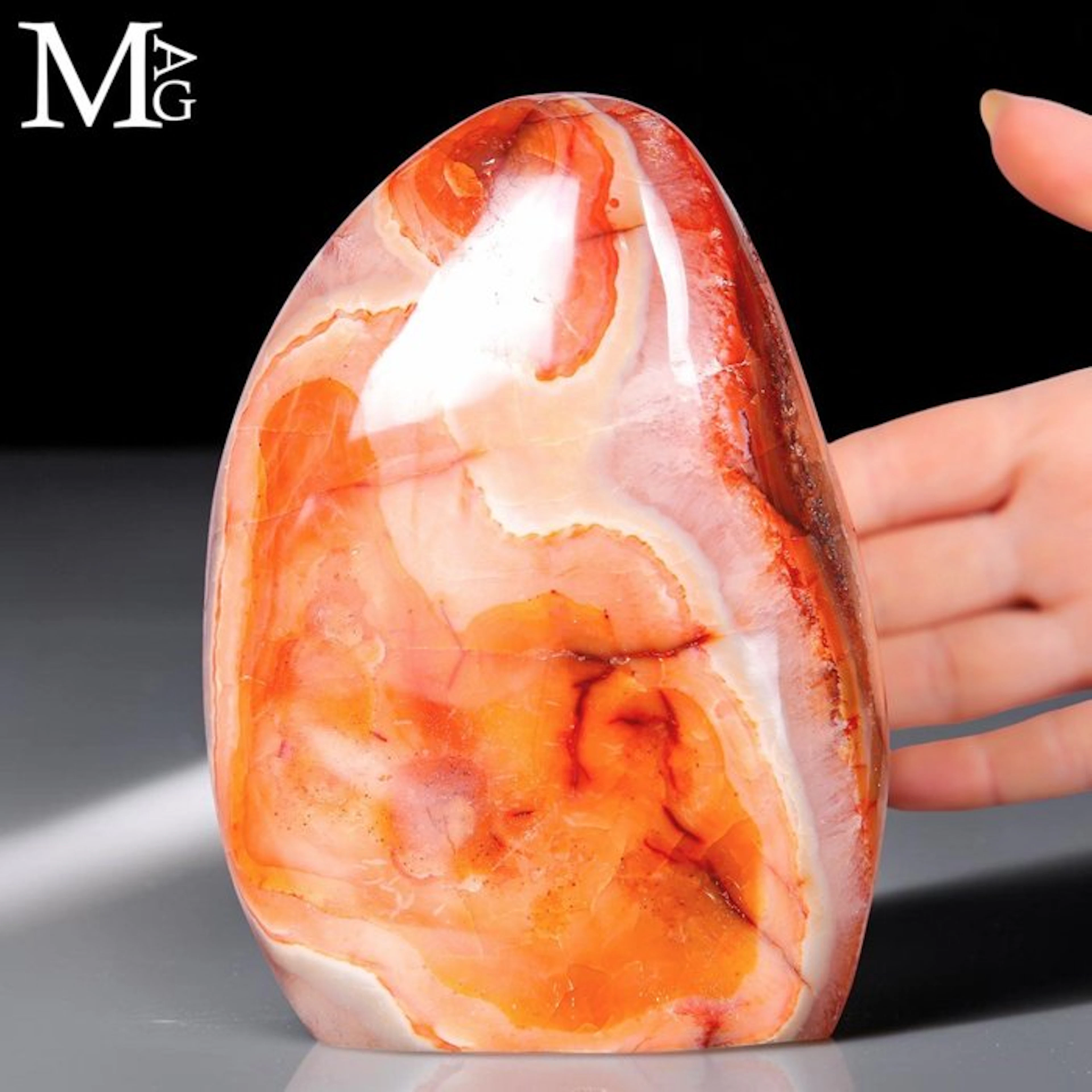 Vibrant Flame-Red Madagascar Carnelian Freeform...