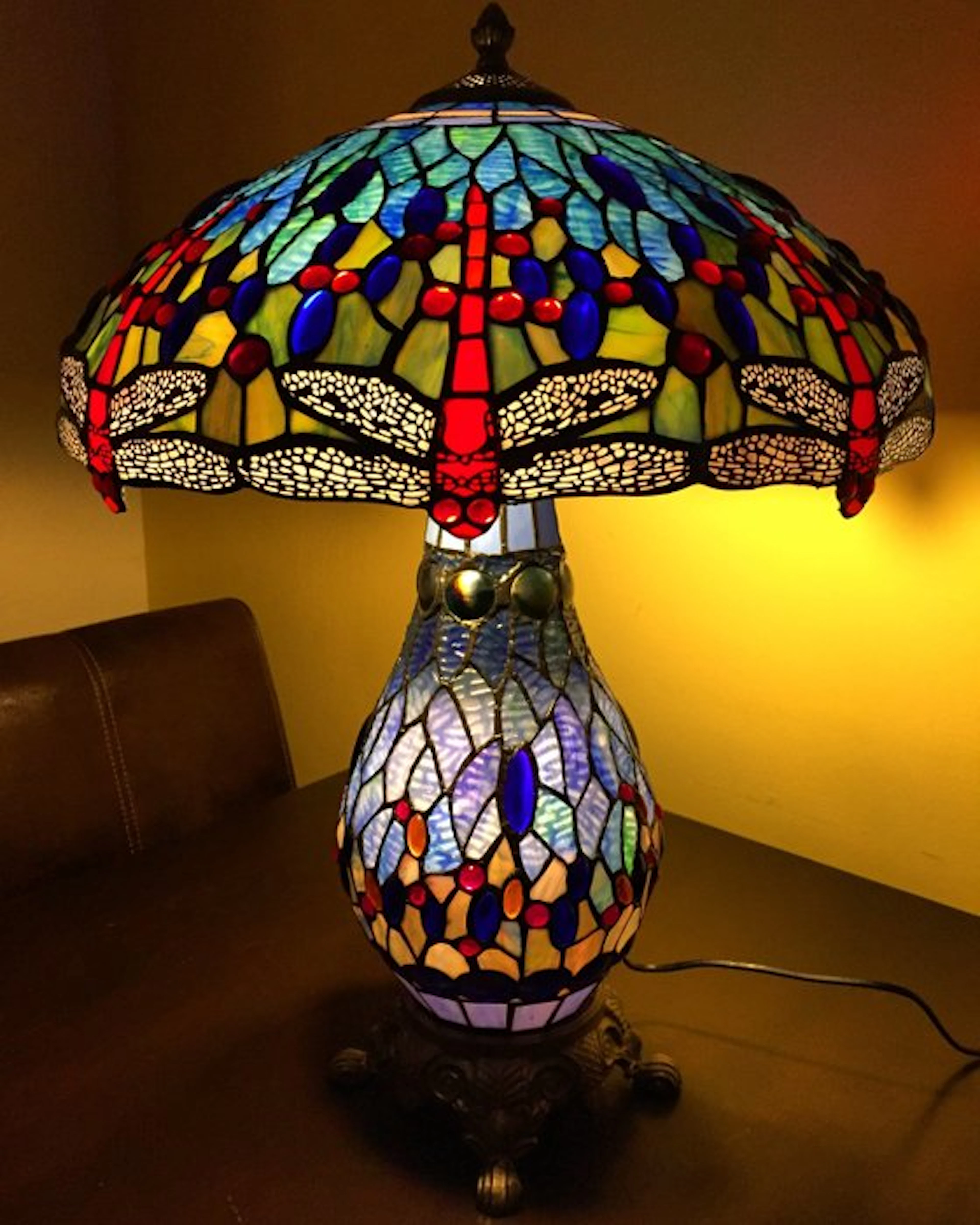 Tiffany stijl tafellamp Studio "BLUE DRAGONFLY" lamp met...