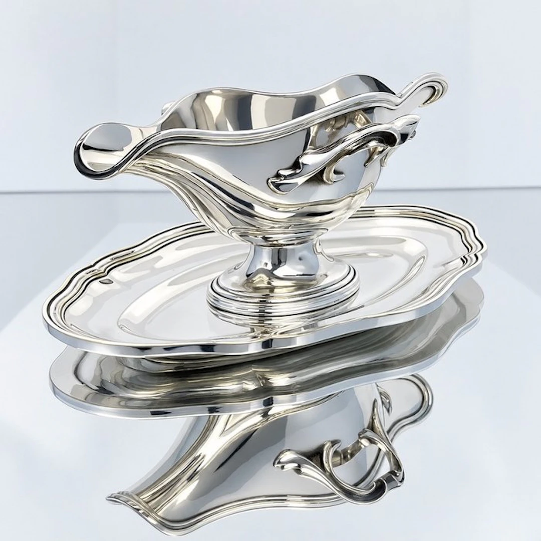 CH Stoll - Gravy boat - with underplate - Silverplated - Sauce Boat Large