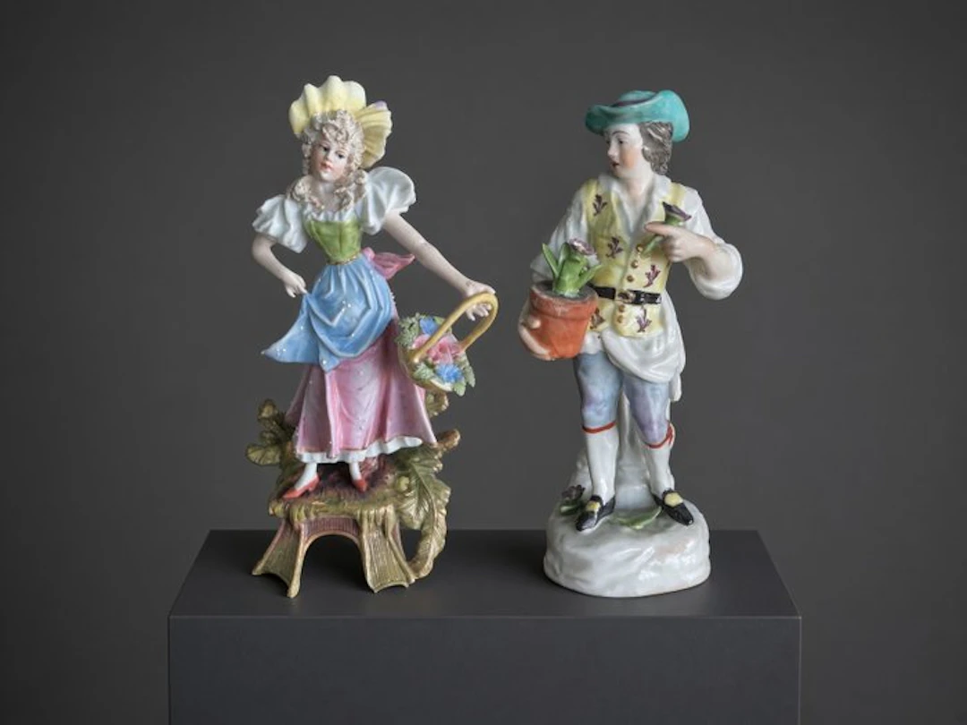 Figurine - Two Antique 19th Century German Thuringian...