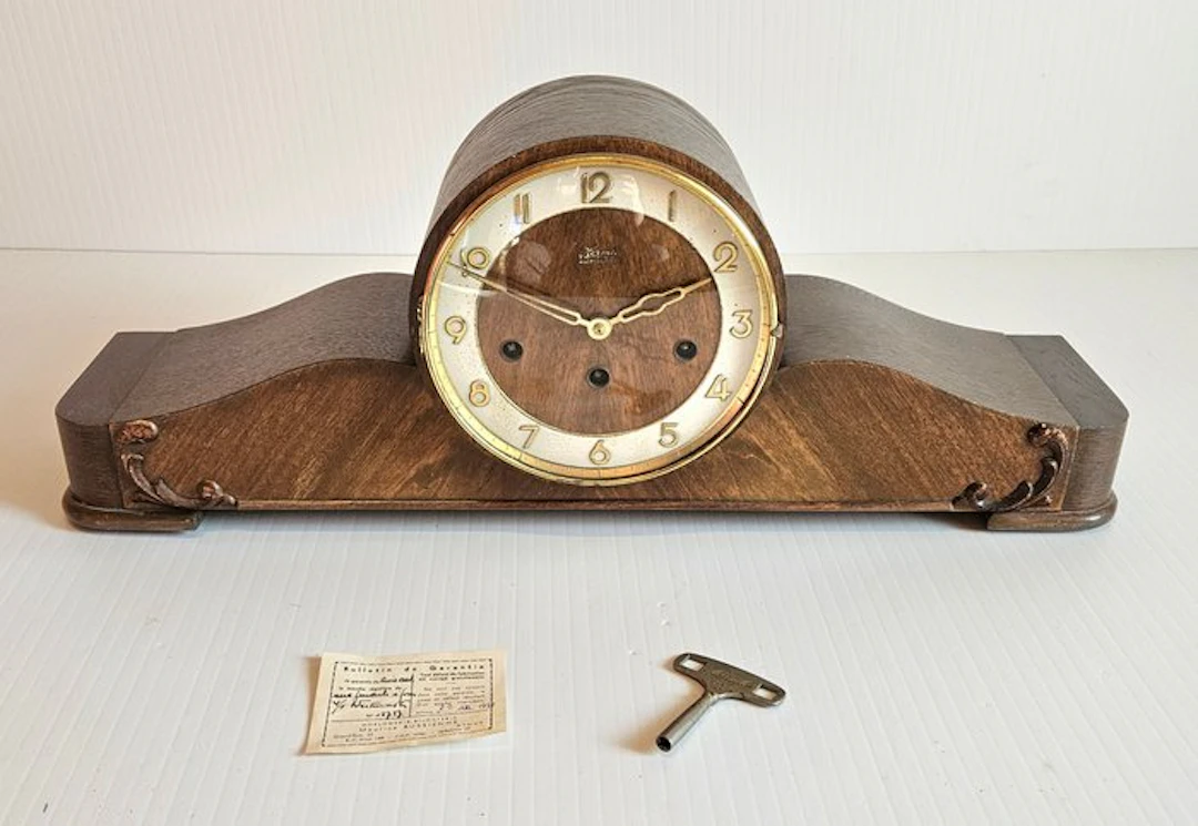 Table/desk clock - Hermle "Schwebeanker" Westminster - Wood