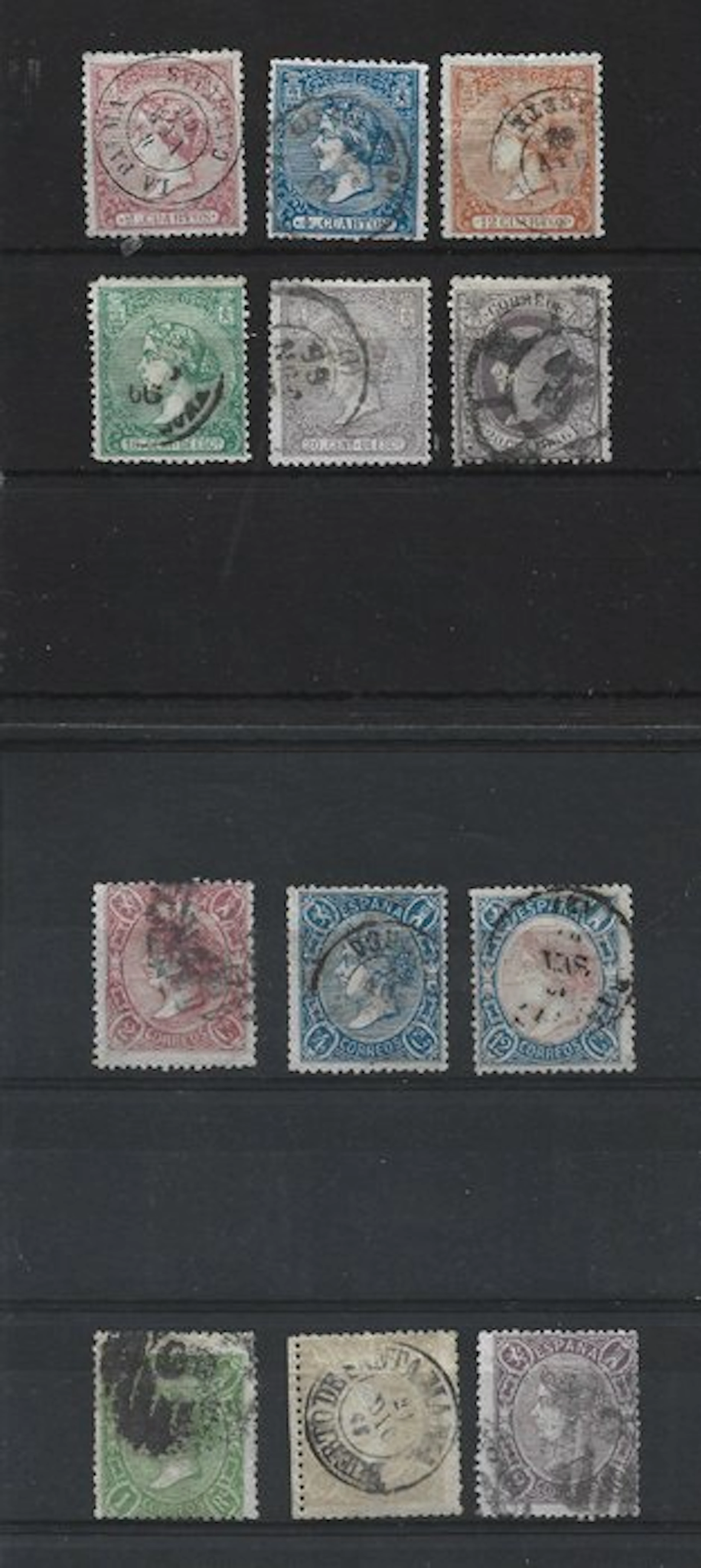 Spain 1865/1866 - Three series of Elizabeth II without 19...