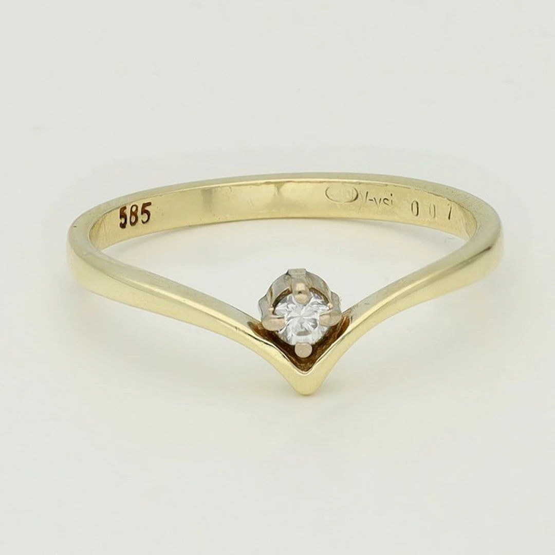 Ring - 14 kt. Yellow gold, White gold Diamond (Natural)