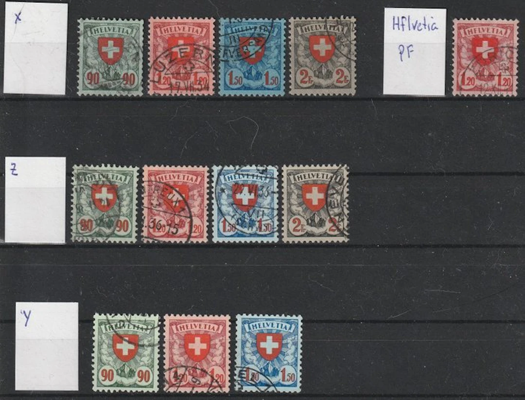 Switzerland 1909/1940 - "Wappenmuster" complete with all paper types