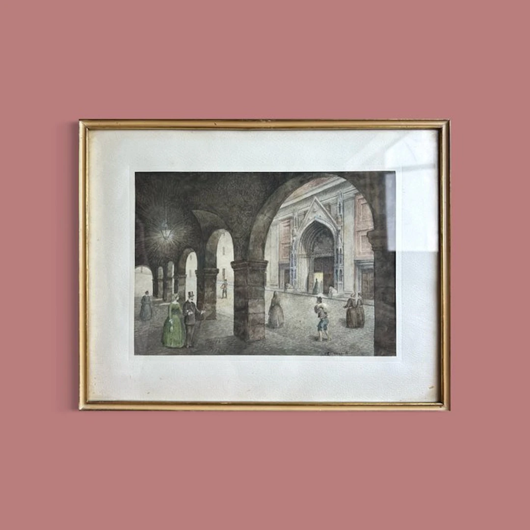 Camillo INNOCENTI (1871-1961) - Pesaro - Portici e chiesa di S.Agostino