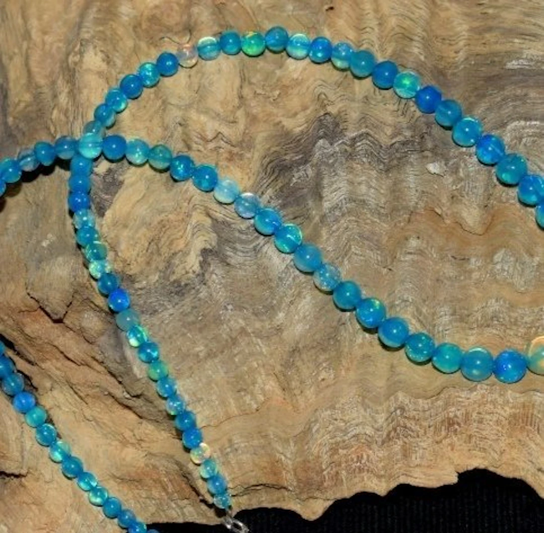 Opal A++ Natural Mineral Necklace with Round Pearls- 10 g - (1)