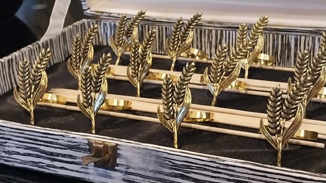 Napkin ring (12) - Wheat ears, height 6 cm - Lacquered brass - Ears of Wheat