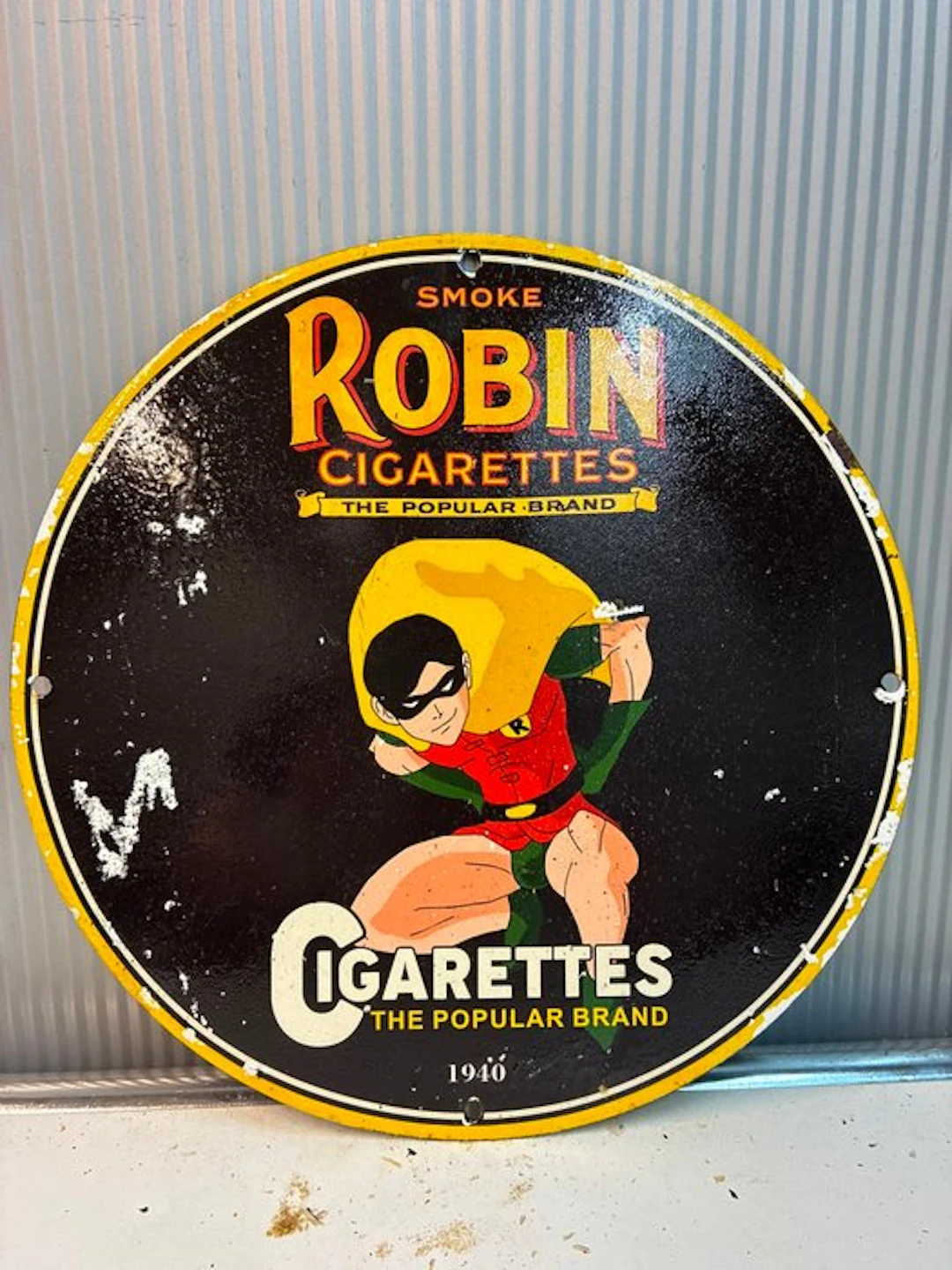 Robin Cigarettes – Robin – Rond emaille reclamebord –...