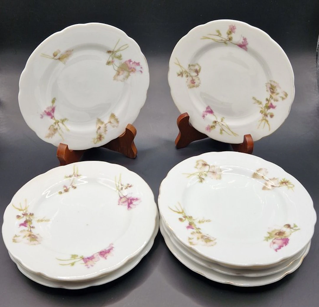 Limoges - Charles Ahrenfeldt - Floraal motief - Dessert service (9) - Porcelain