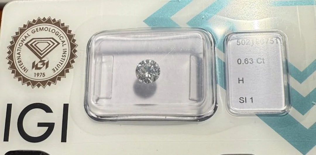 1 pcs Diamond (Natural) - 0.63 ct - Round - H - SI1...
