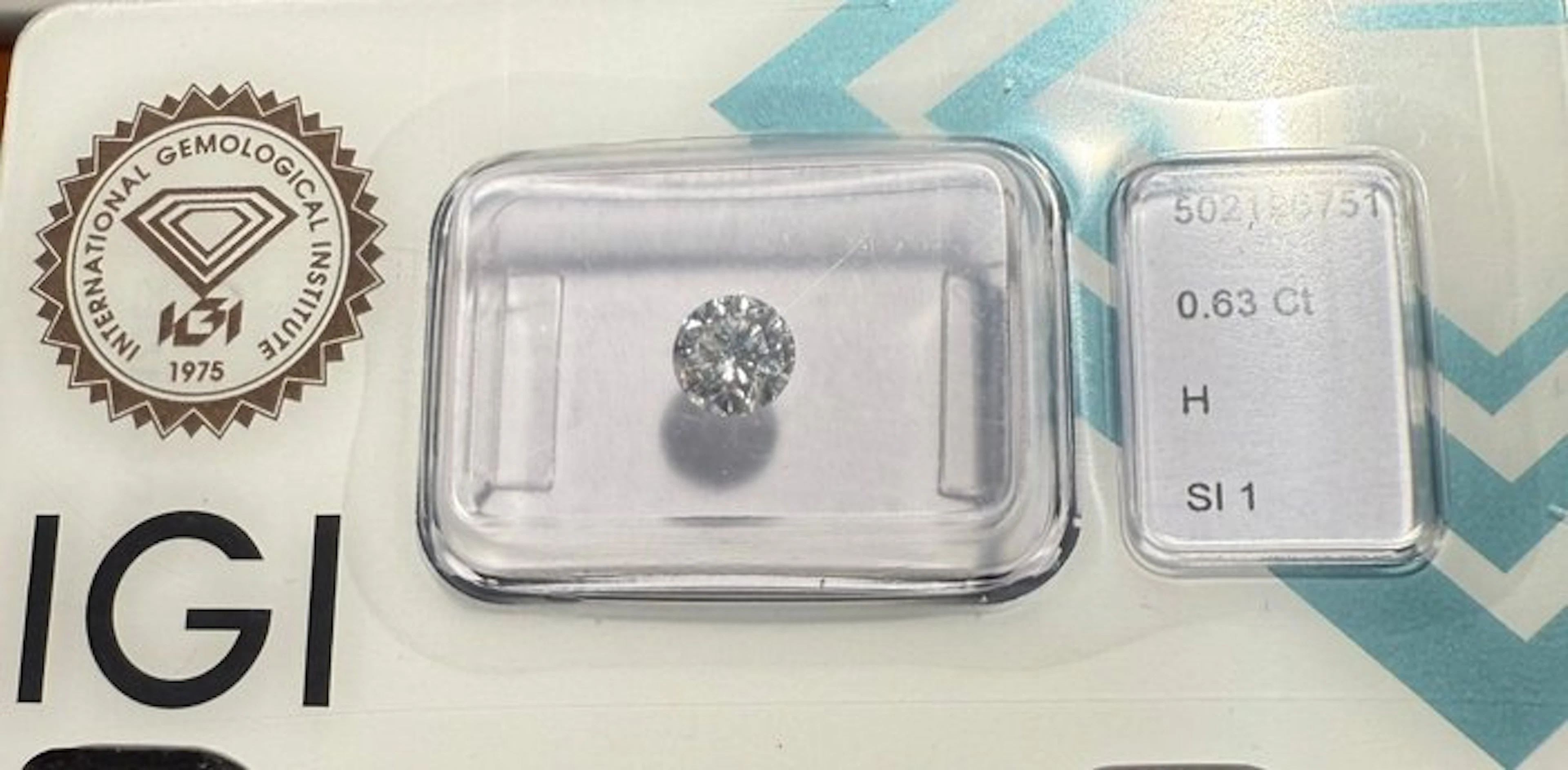 1 pcs Diamond (Natural) - 0.63 ct - Round - H - SI1...