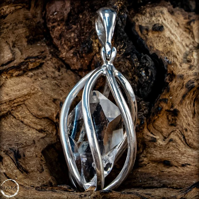 Herkimer-Diamant Anhänger in 925er Silber – Natürlicher...
