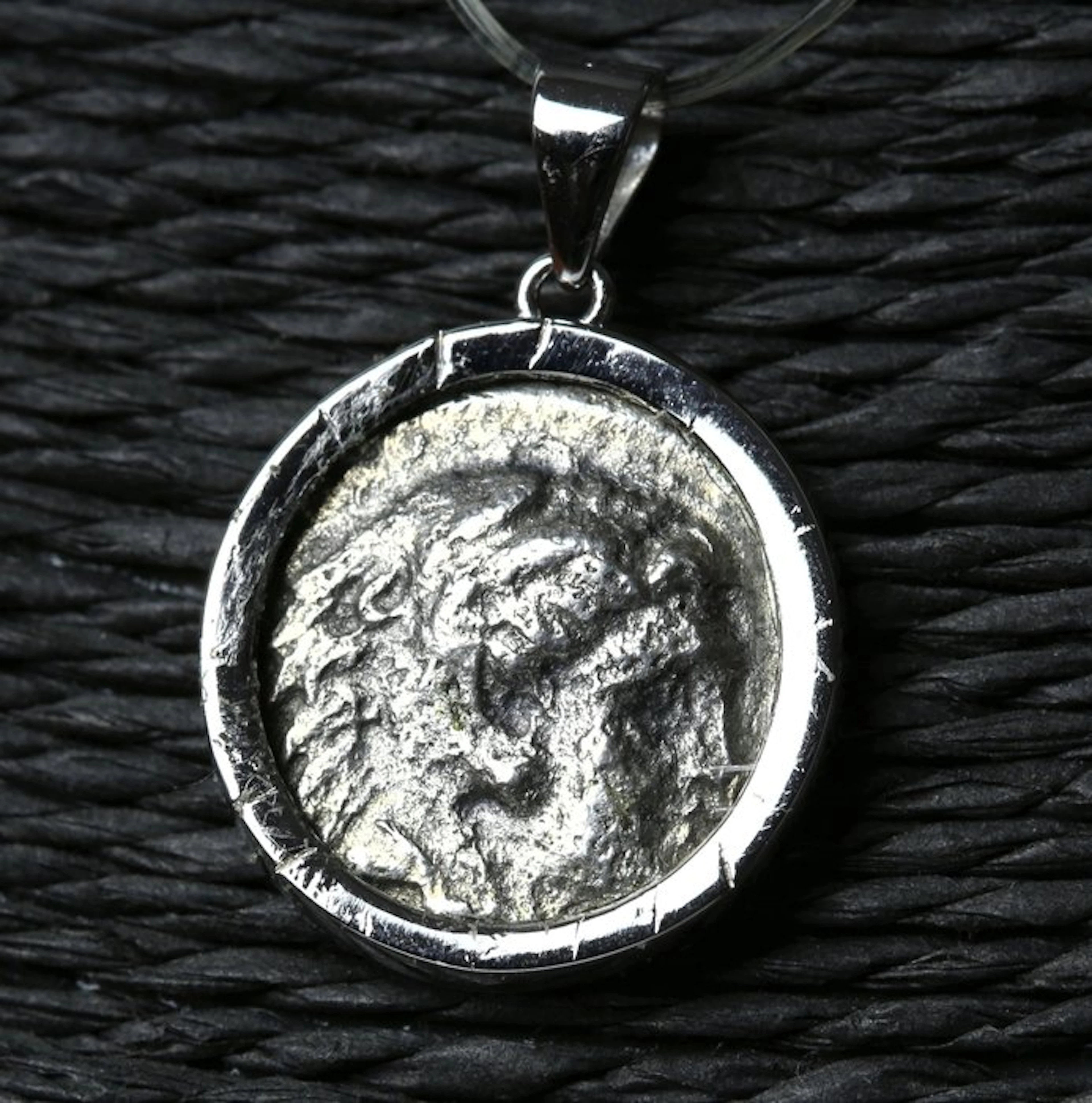 Modern Silver Pendant with Ancient Greek Alexander the...