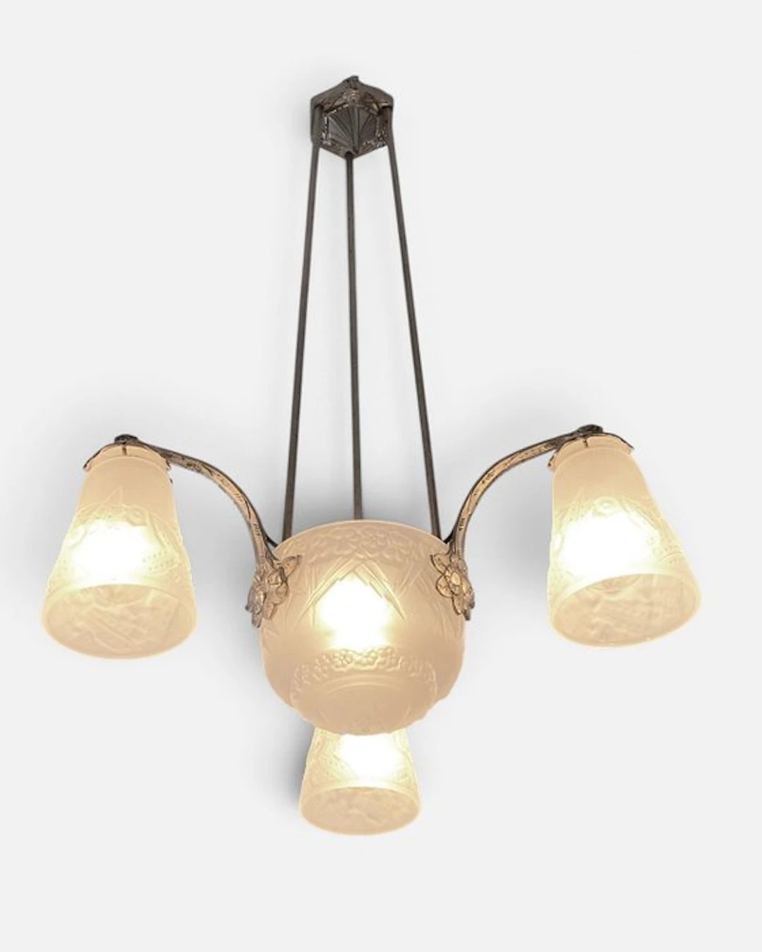 original Muller Freres - Chandelier - Nickel-plated...