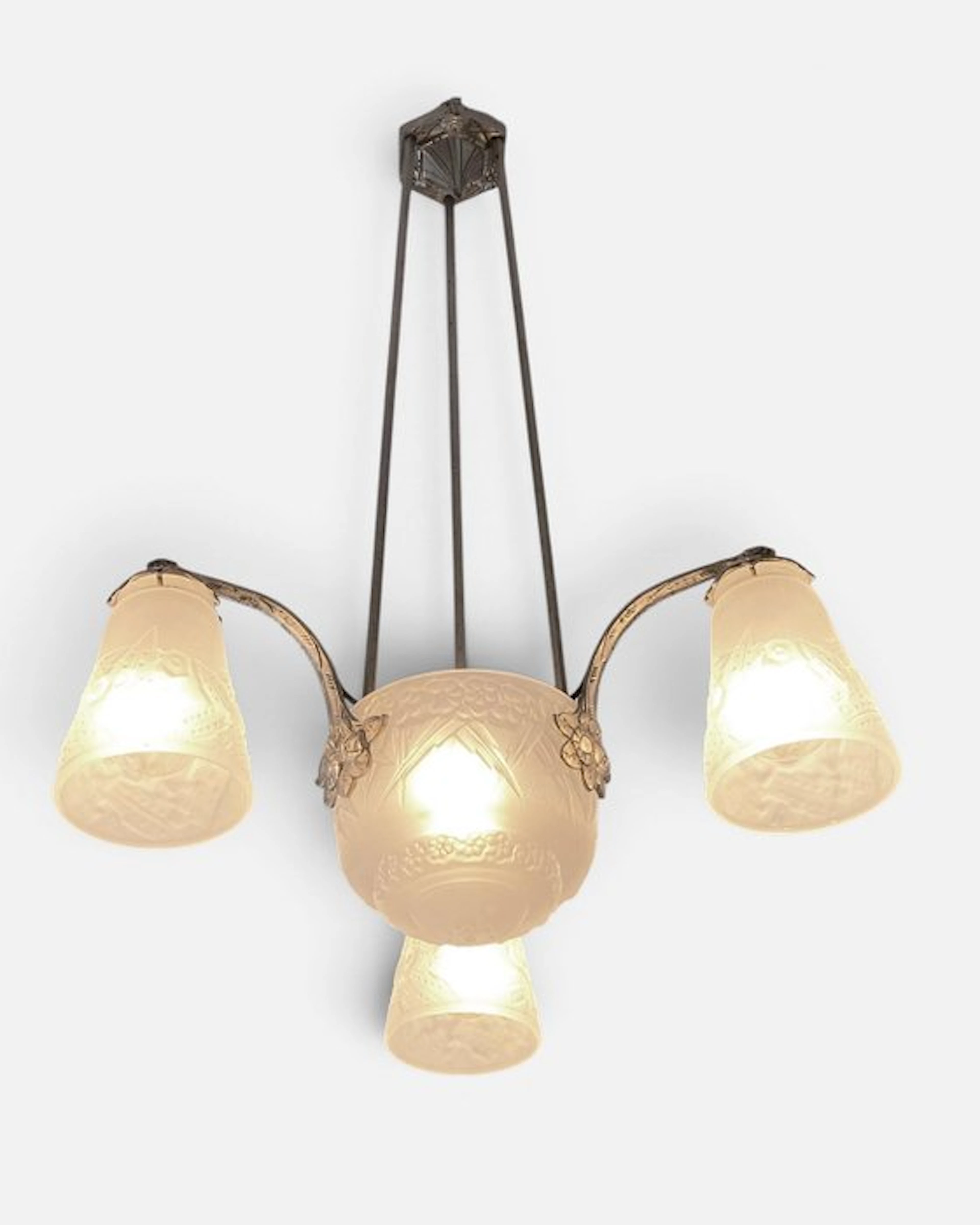 original Muller Freres - Chandelier - Nickel-plated...
