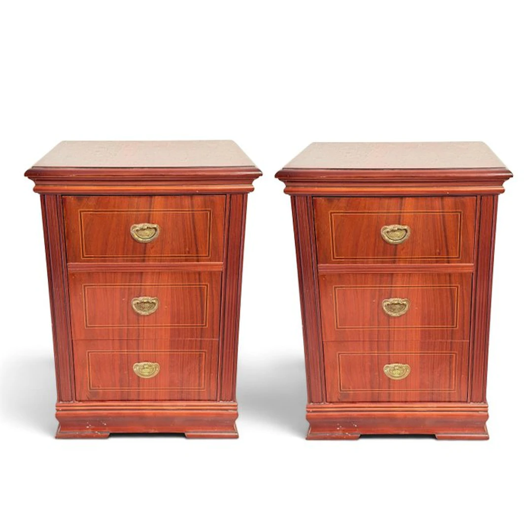 Side table (2) - Louis XVI - Wood, Brass - Chests of drawers