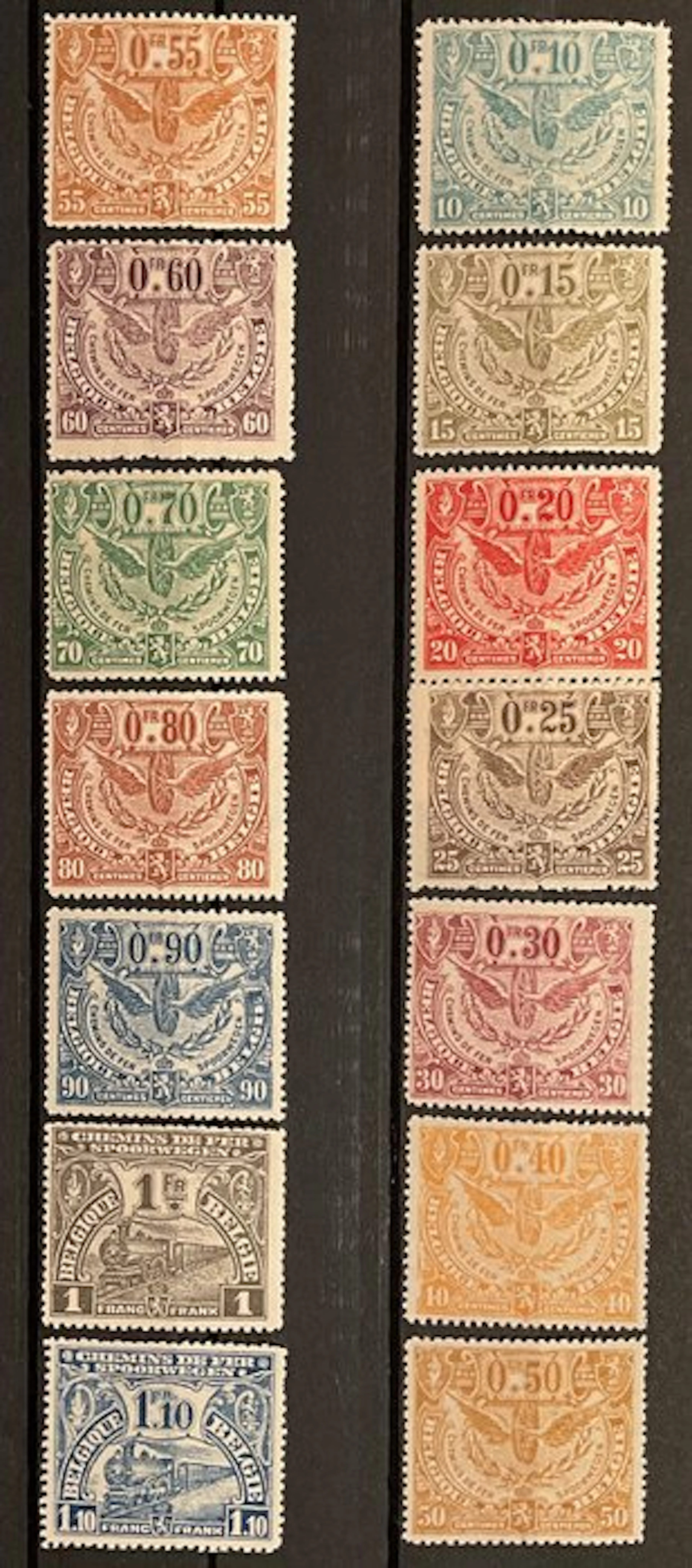 Belgium 1920 - London issues: 'Winged Wheel' and...