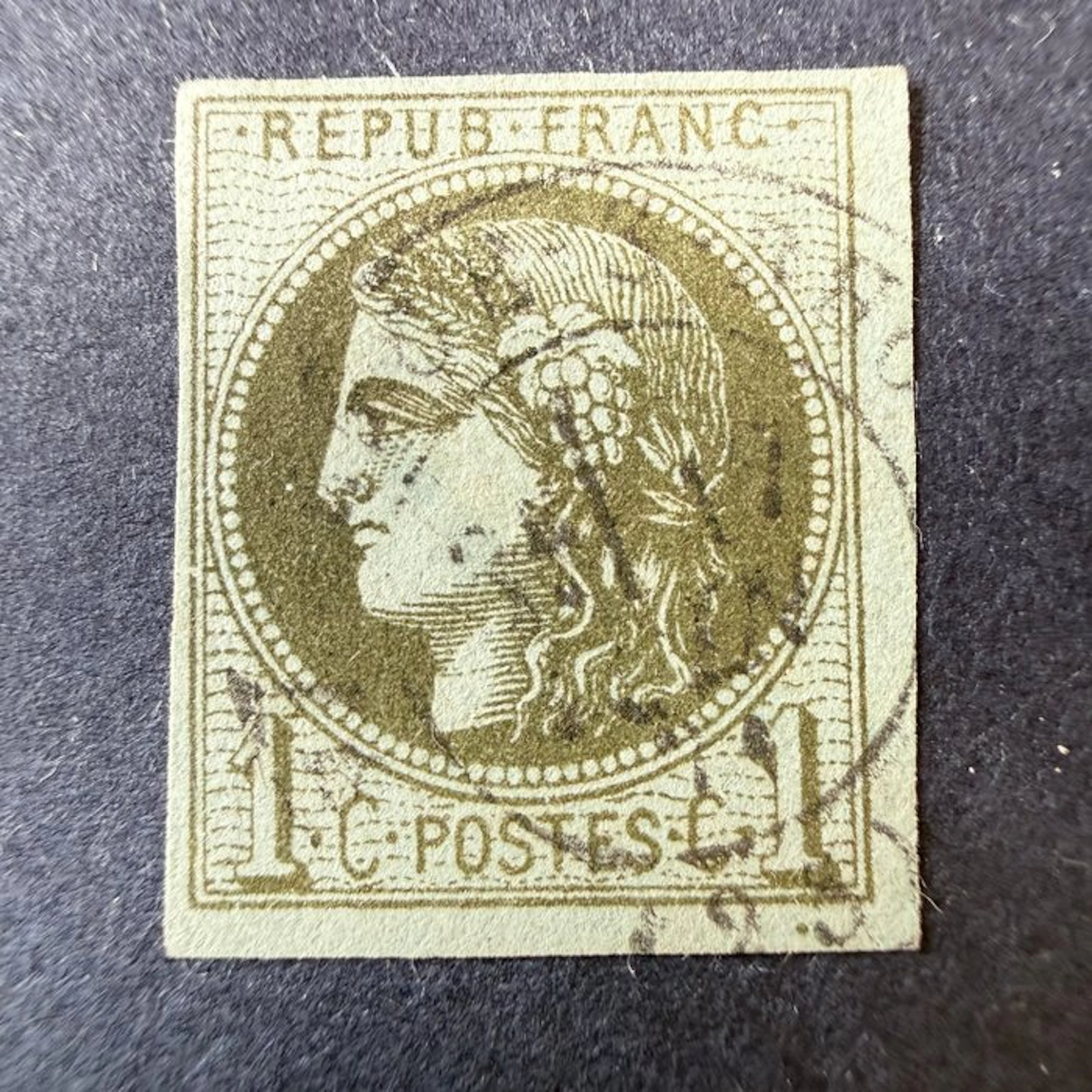 France - Yvert 39B 'Bordeaux 1c' R2 on used, with a date stamp. TB.