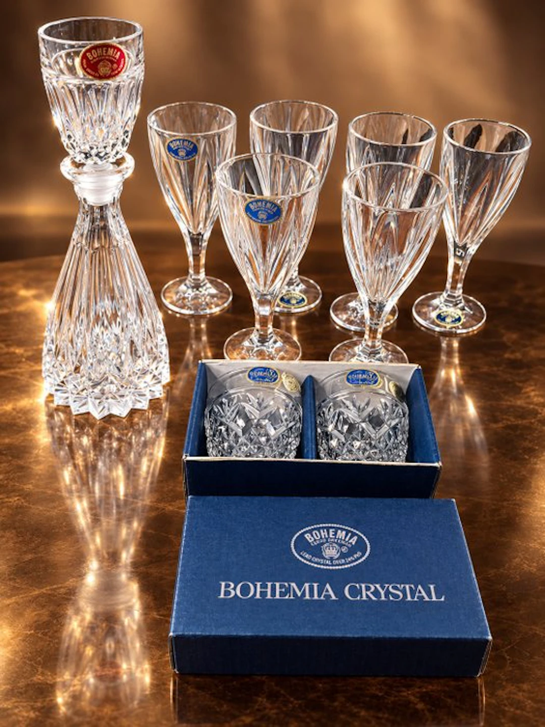 Bohemia Crystal - Drinking set for 6 (9) - Crystal - Lead crystal 24% PbO