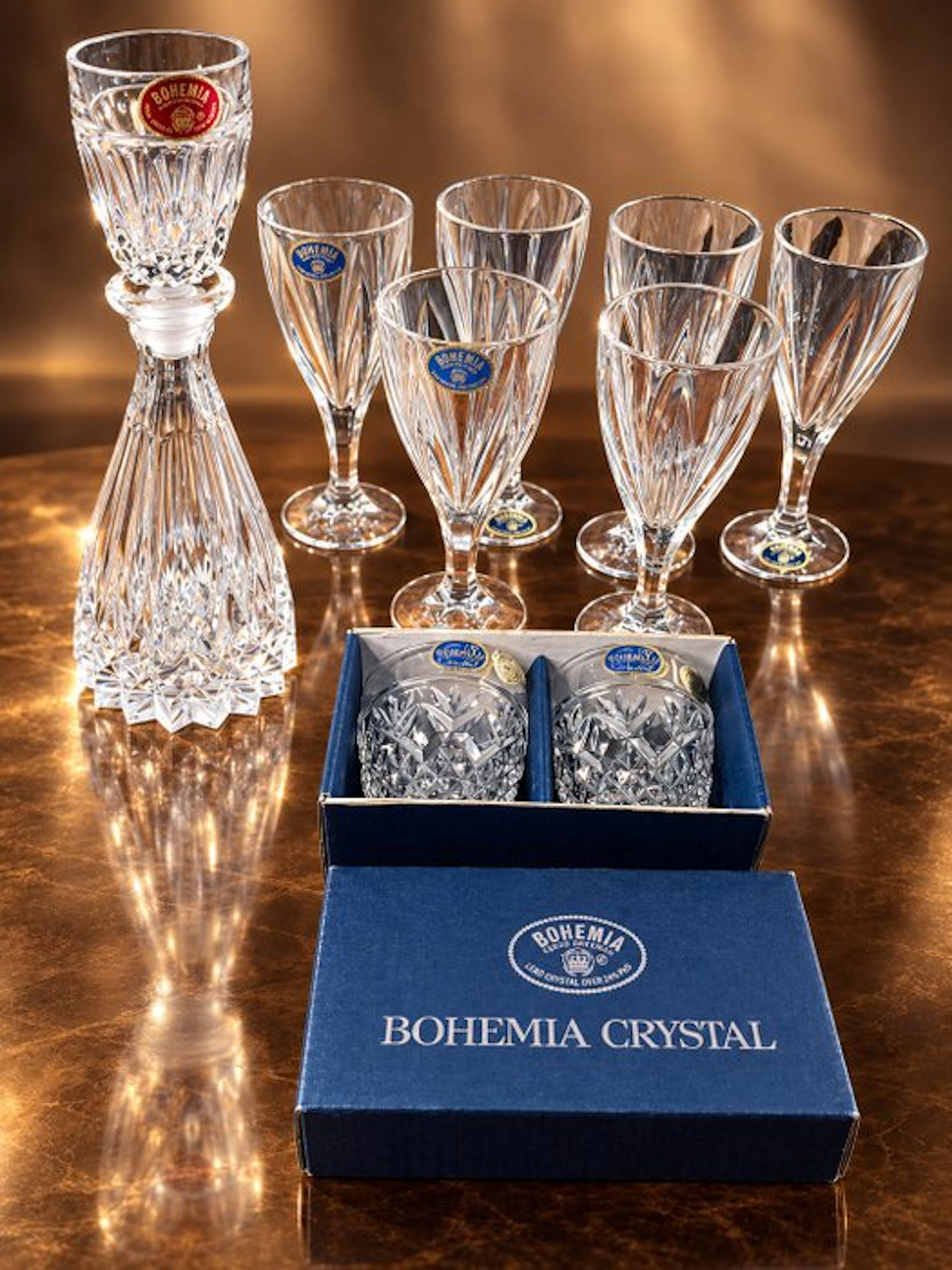 Bohemia Crystal - Drinking set for 6 (9) - Crystal - Lead crystal 24% PbO