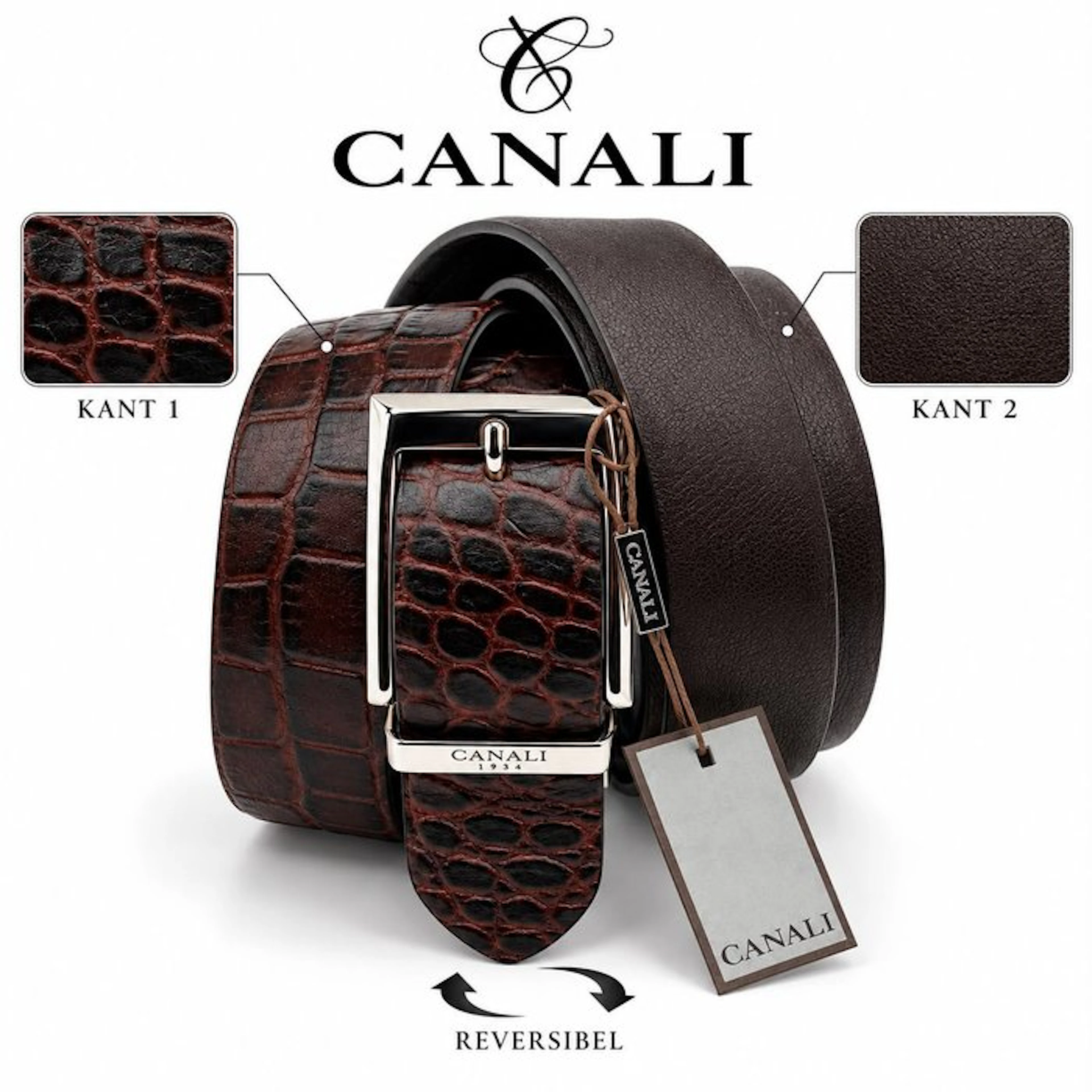 Canali - CANALI DARK BROWN CALFSKIN LEATHER BELT EXCLUSIEVE - Belt