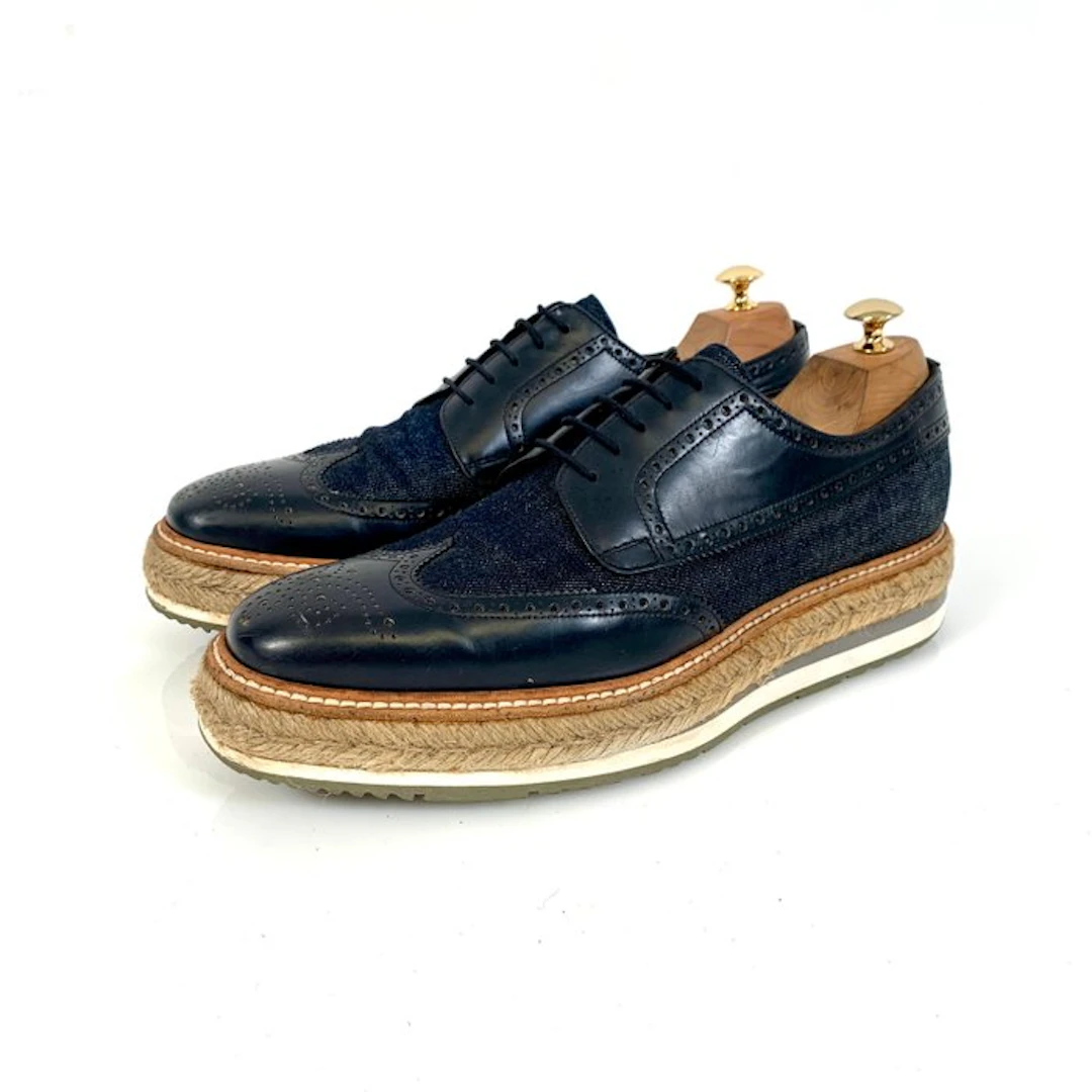 Prada Sneaker Brogue Denim Navy Blue 2EG015 UK 9 - Brogues - Size: EU 43