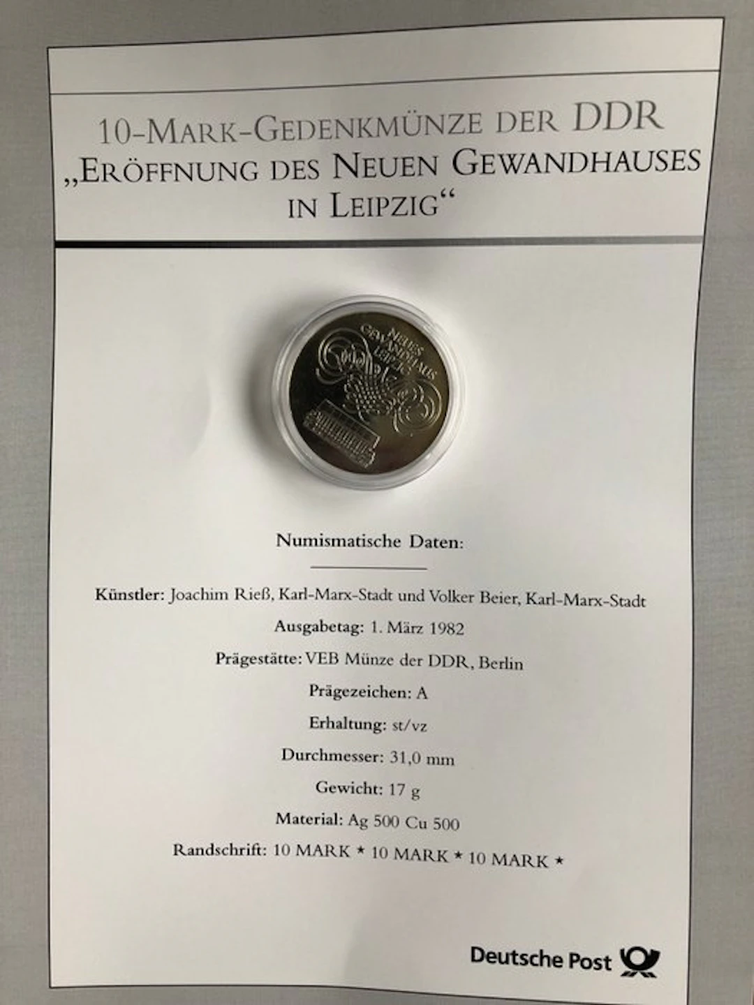 Germany, Democratic Republic 10 Mark 1962 A – Eröffnung...