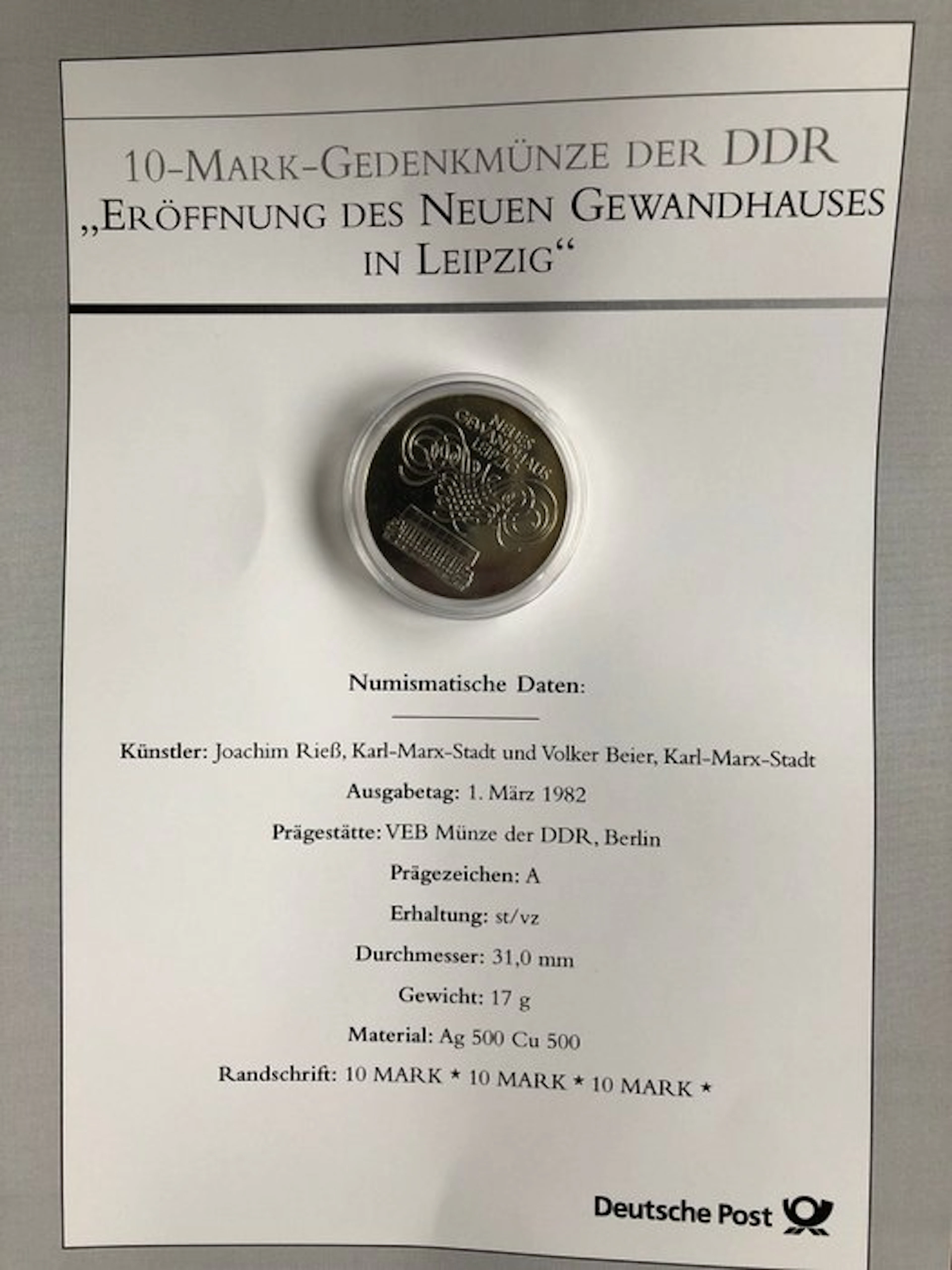 Germany, Democratic Republic 10 Mark 1962 A – Eröffnung...