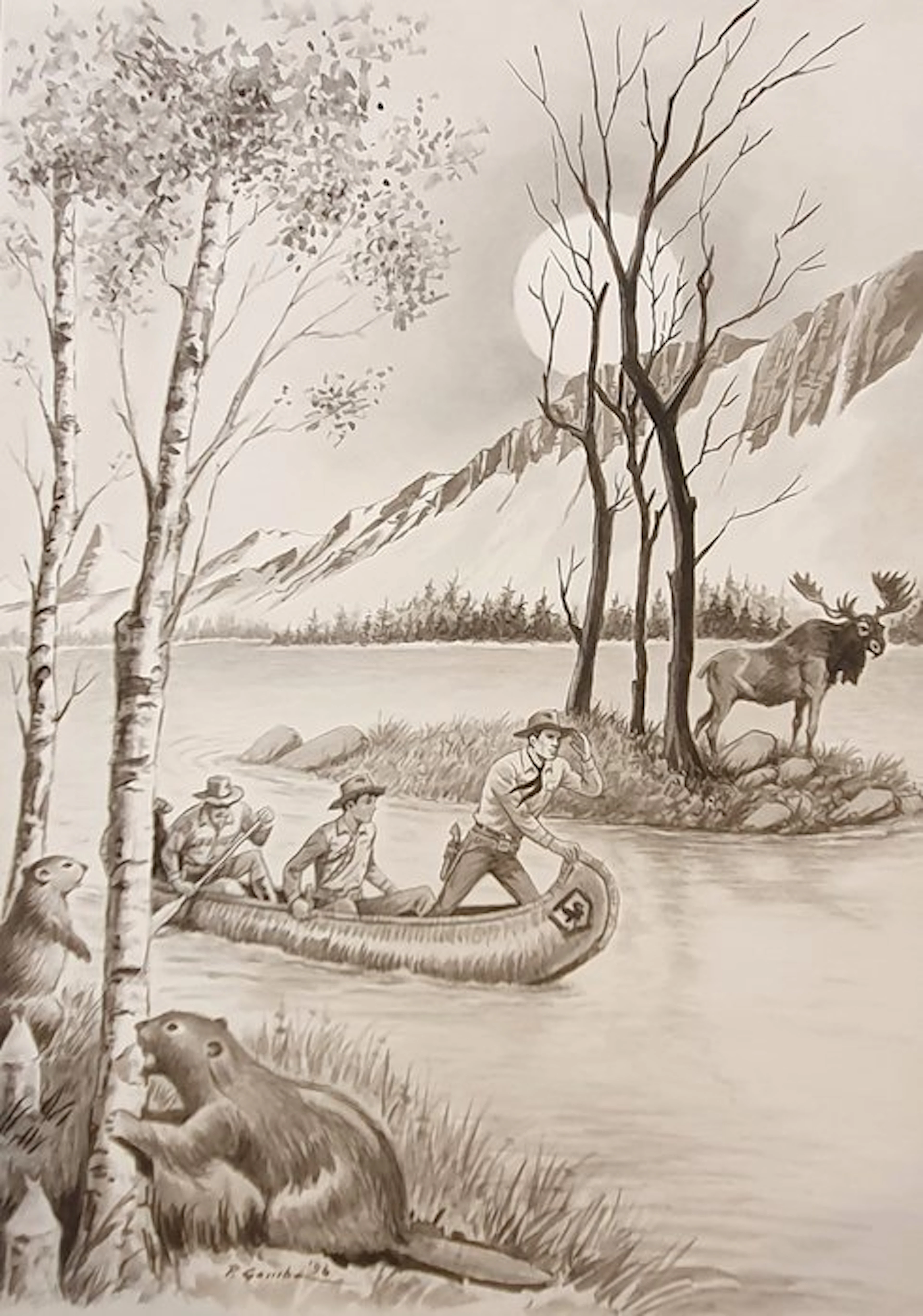 Gamba, Pietro - 1 Original drawing - Tex Willer - "Nel Grande Nord" - 1996