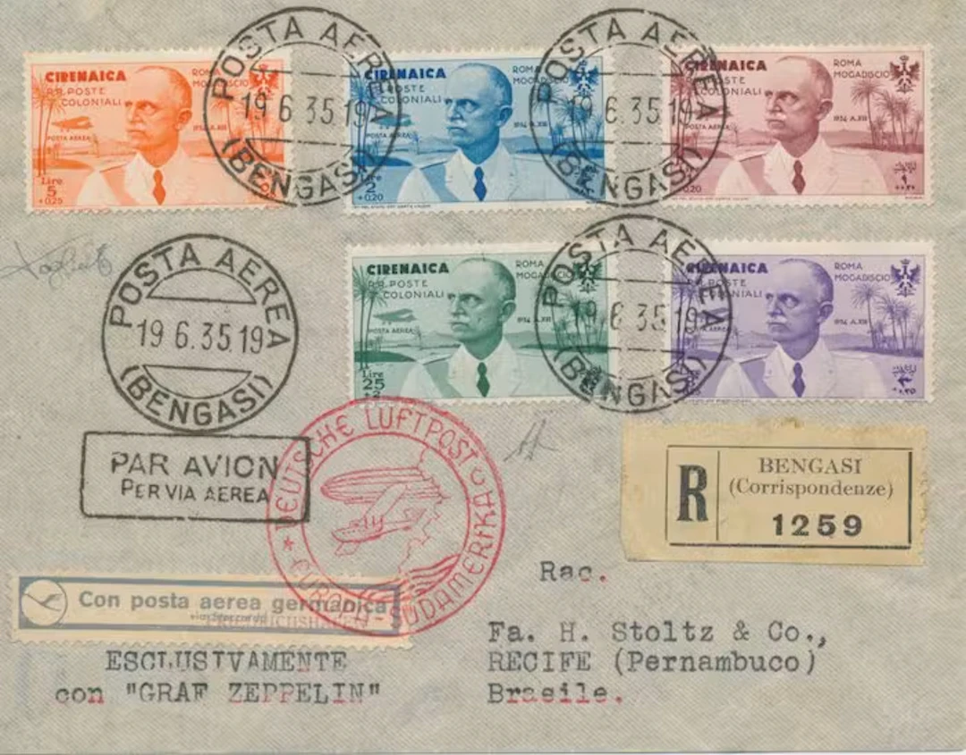 Italian Cyrenaica 1935 - Zeppelin airship LZ 127 - 7th South America voyage
