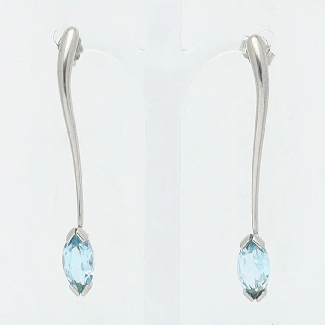 Drop earrings - 18 kt. White gold Sapphire