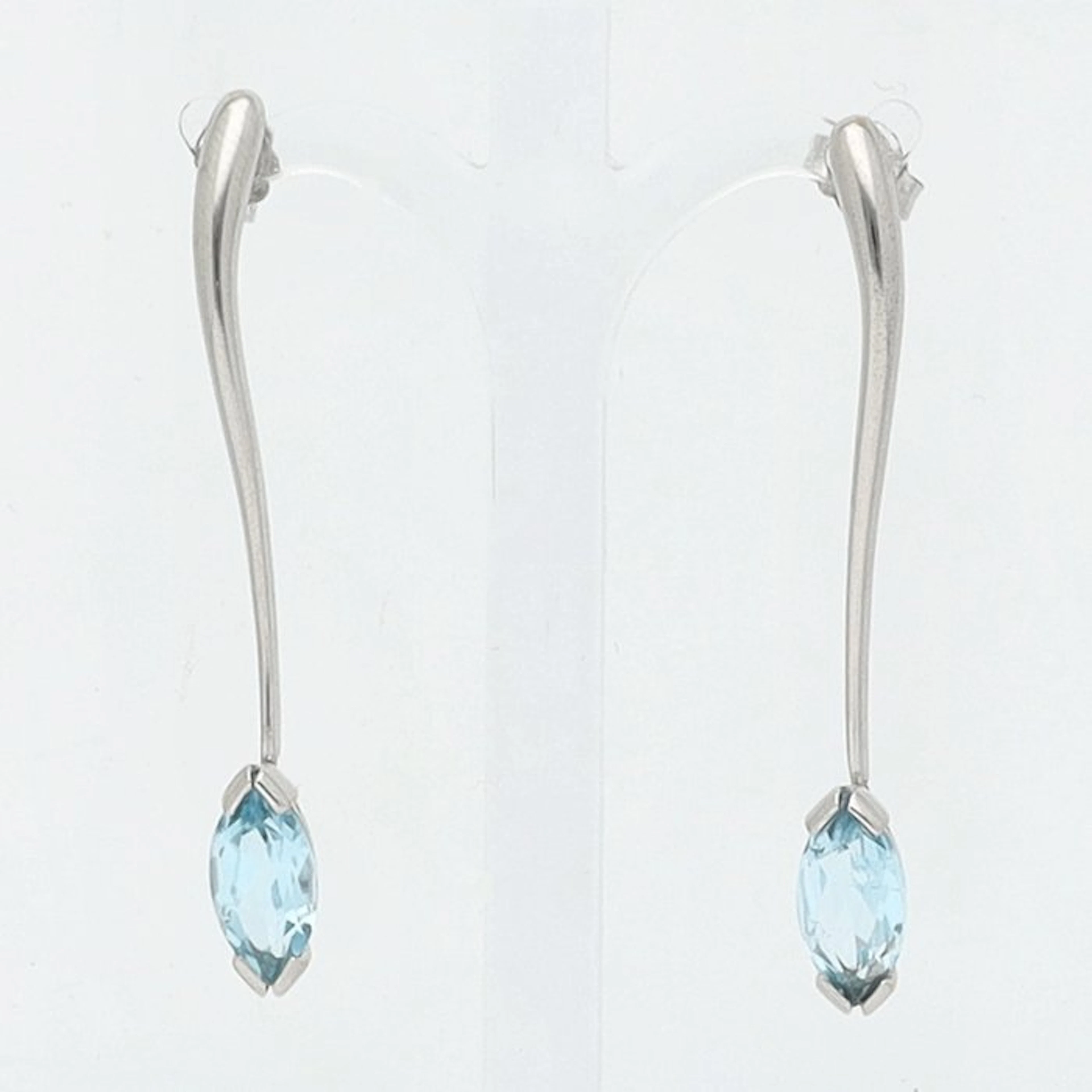 Drop earrings - 18 kt. White gold Sapphire