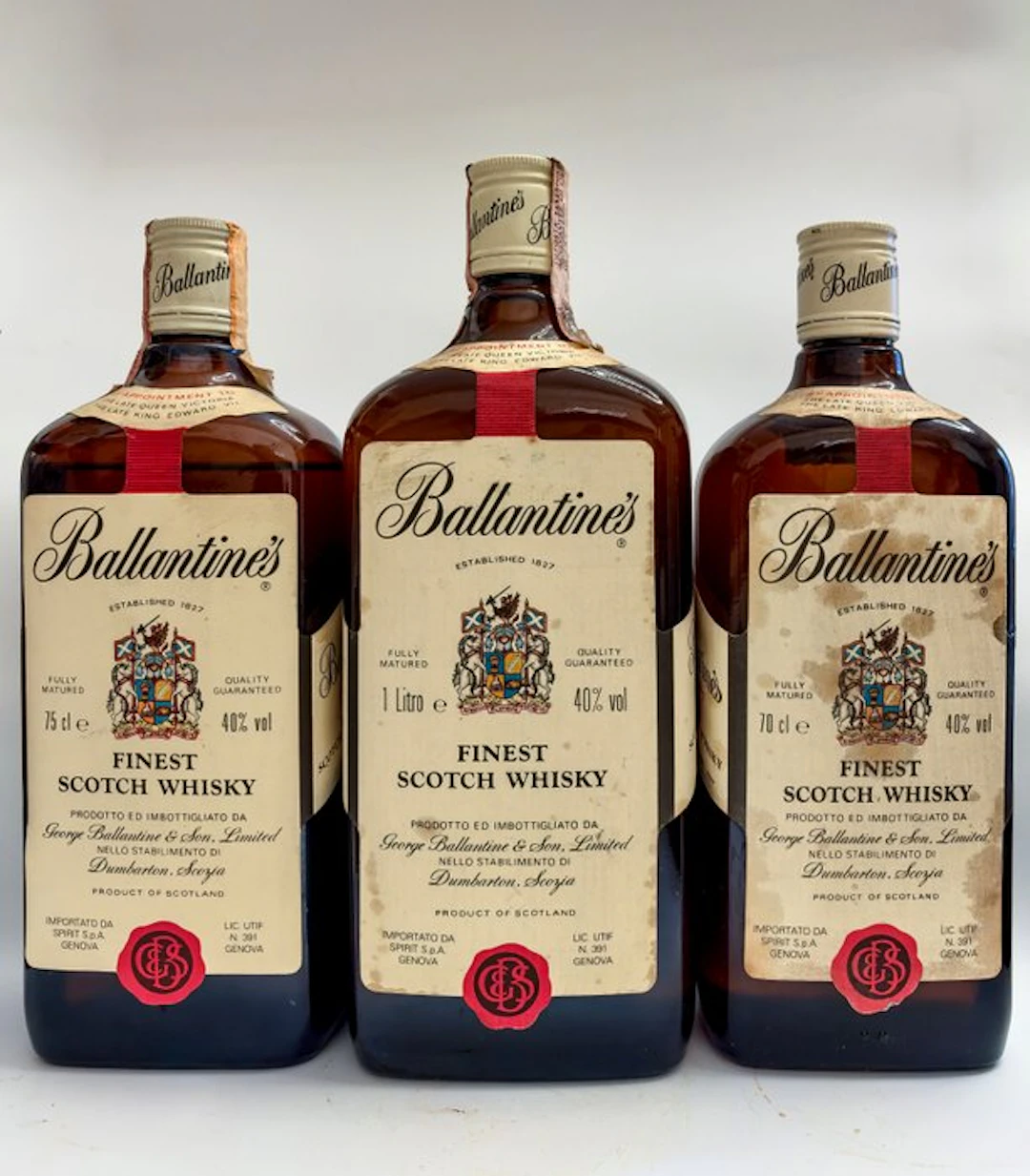 Ballantine's Finest - b. 1980s, 1990s - 1 Litre, 75cl, 70cl - 3 bottles