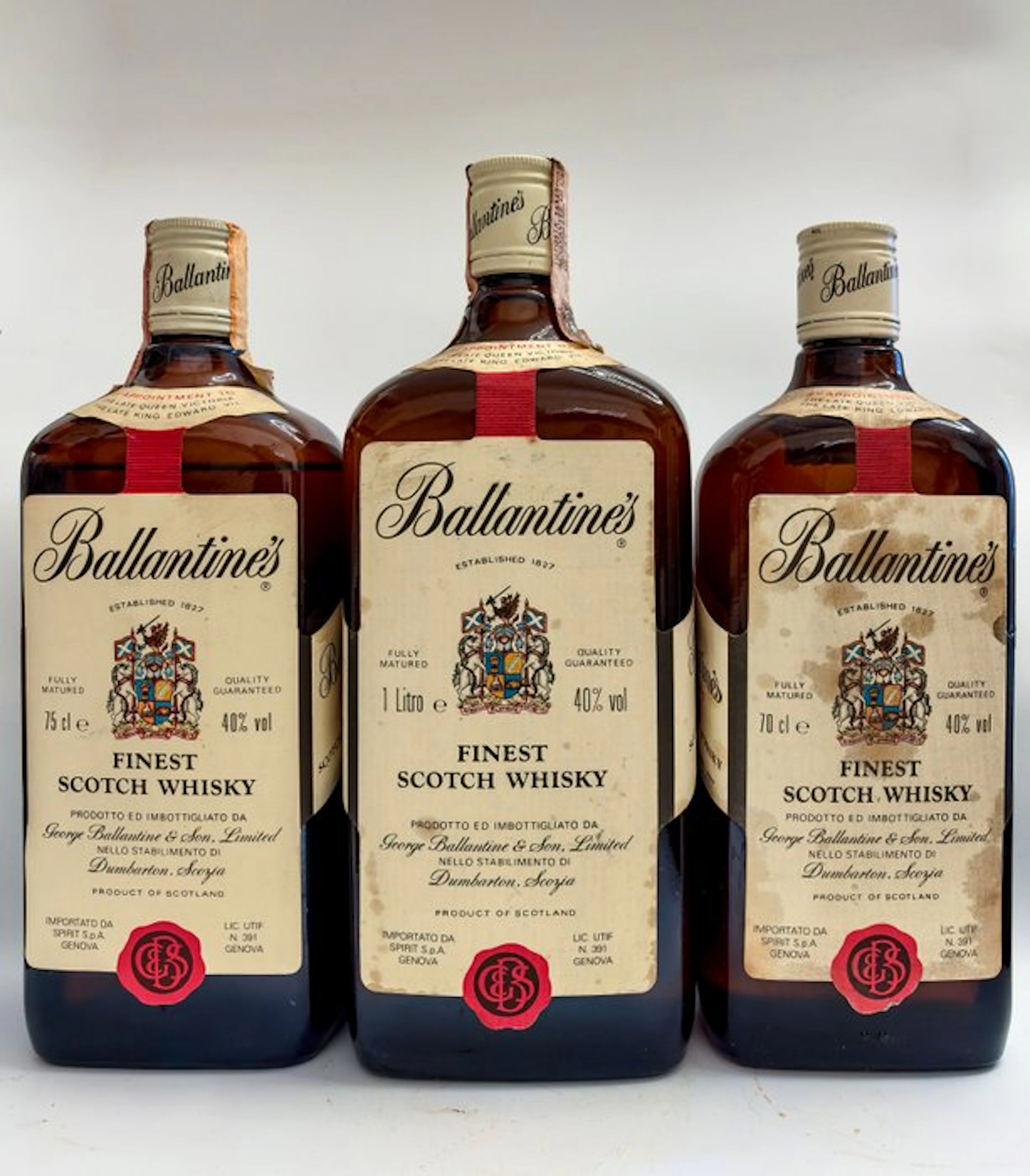 Ballantine's Finest - b. 1980s, 1990s - 1 Litre, 75cl, 70cl - 3 bottles