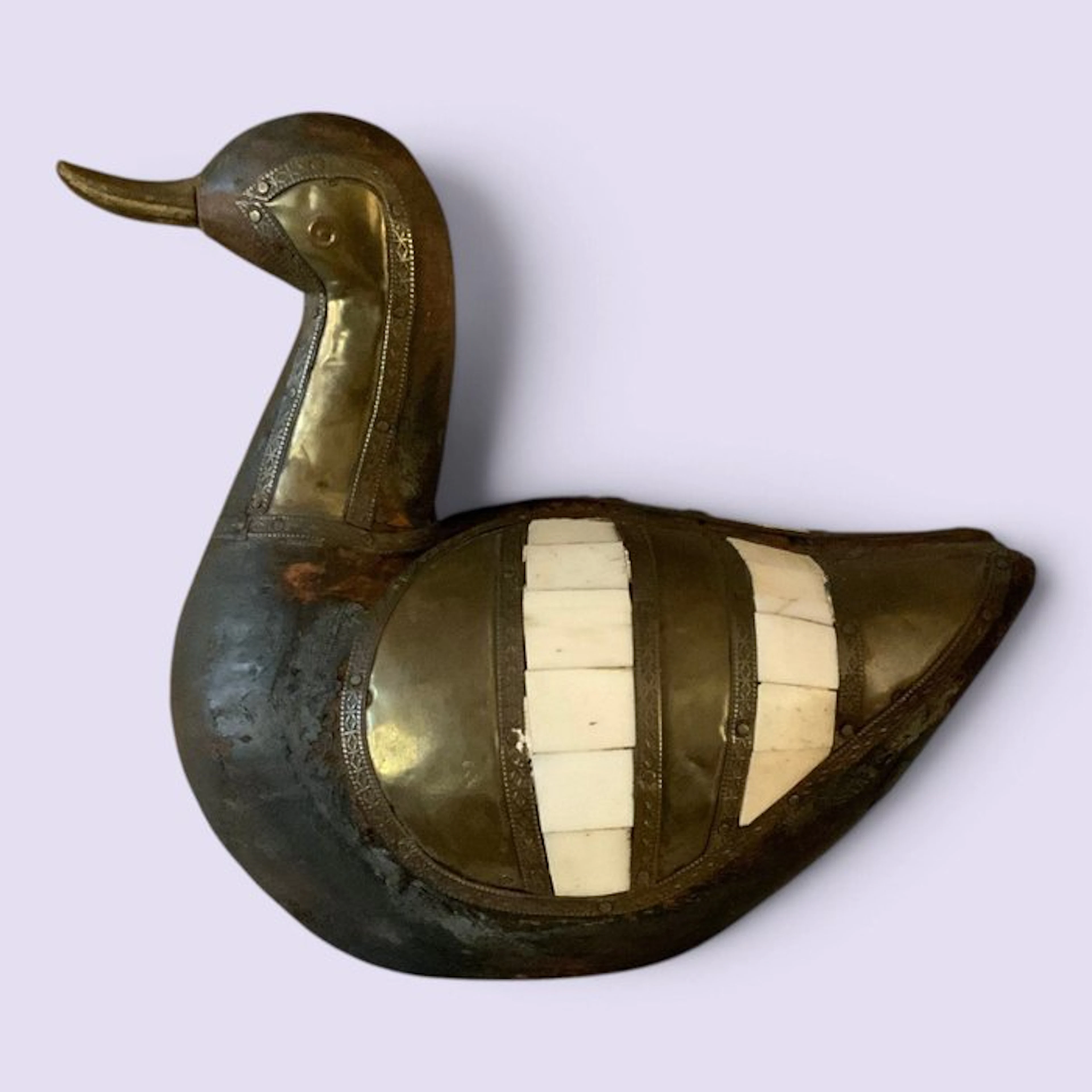 Duck decoy - Brass, Wood