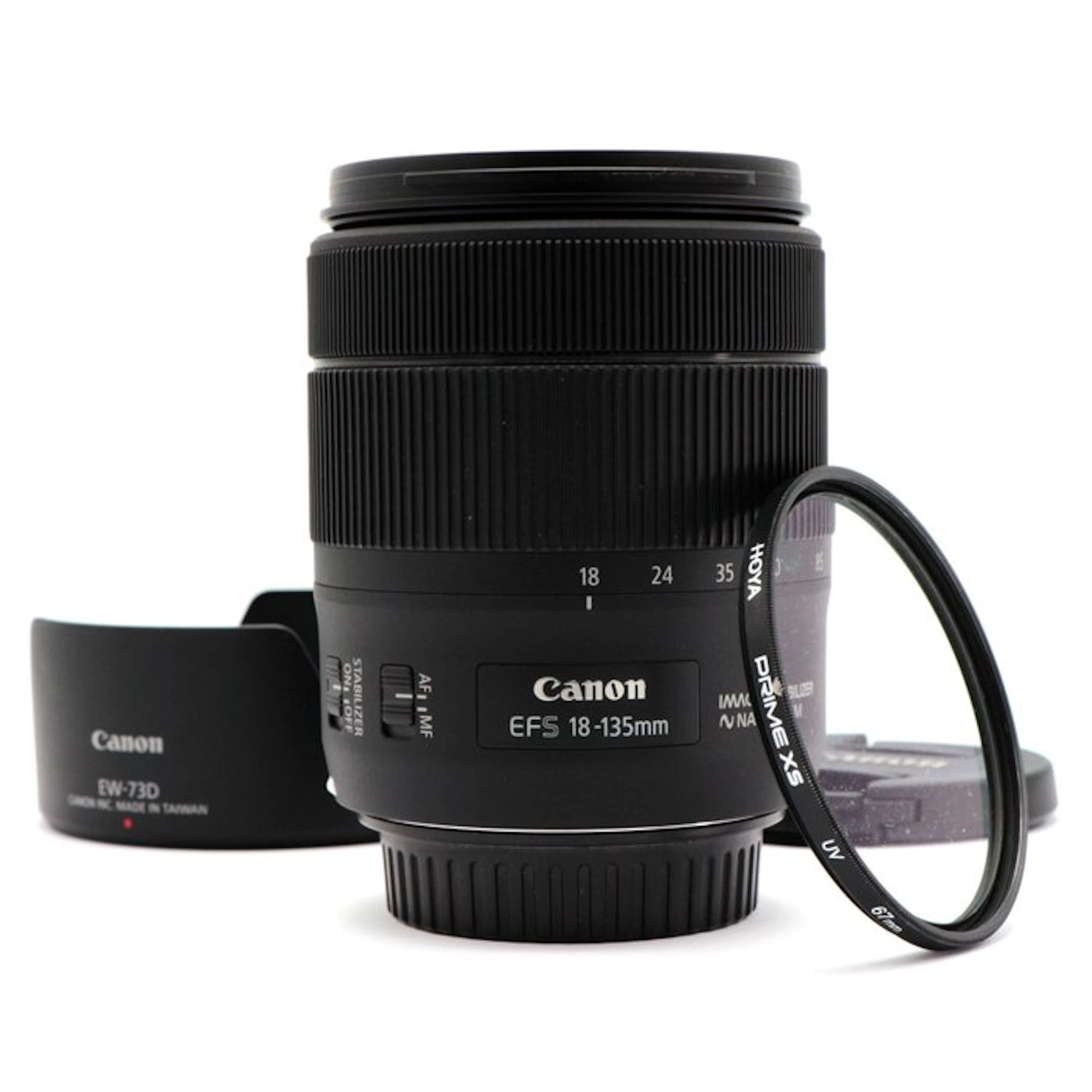 Canon EF-S 18-135mm f/3.5-5.6 IS nano~USM + EW-73D zonnekap Zoomlens