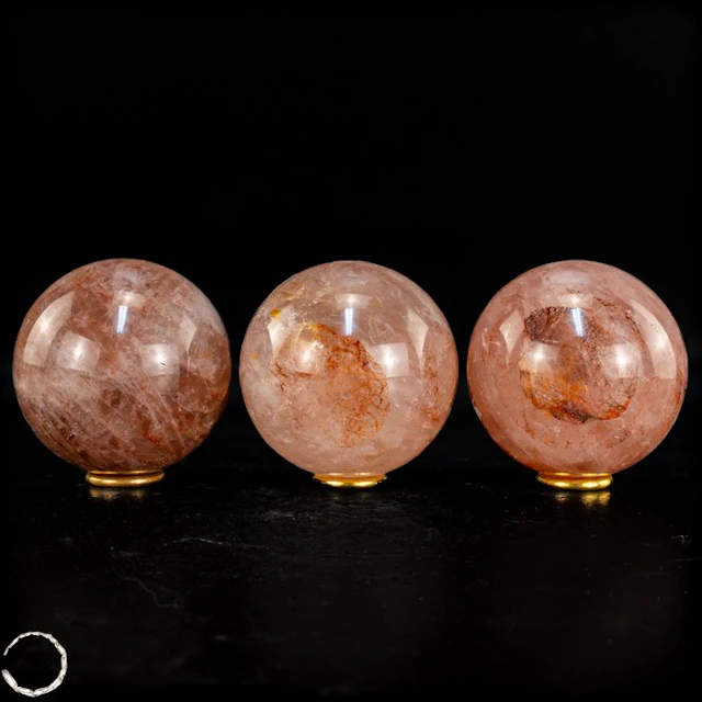 Fire Quartz Ball Set – Three unique spheres made of...