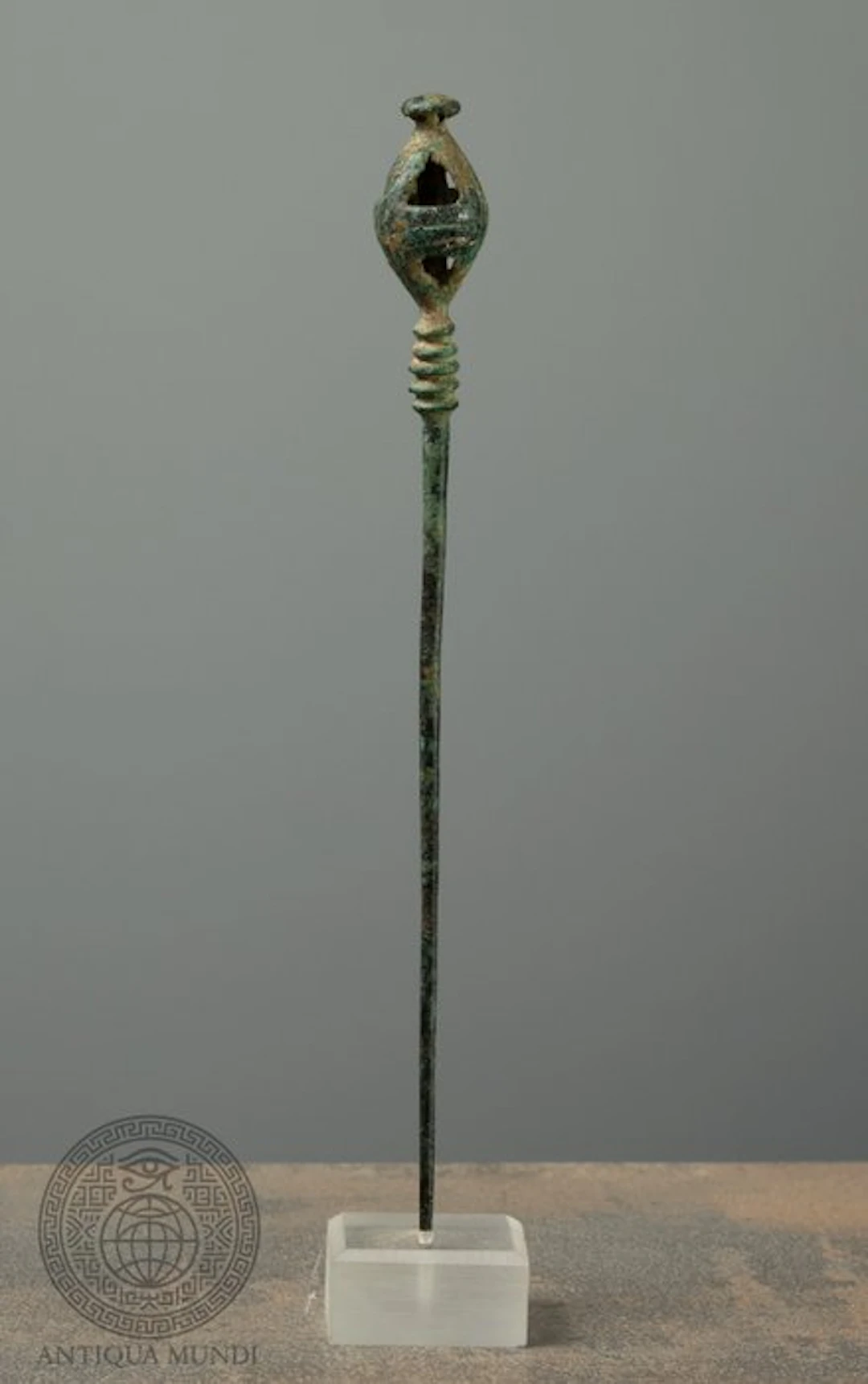 Western Asiatic Bronze Ornamental Pin with Openwork...
