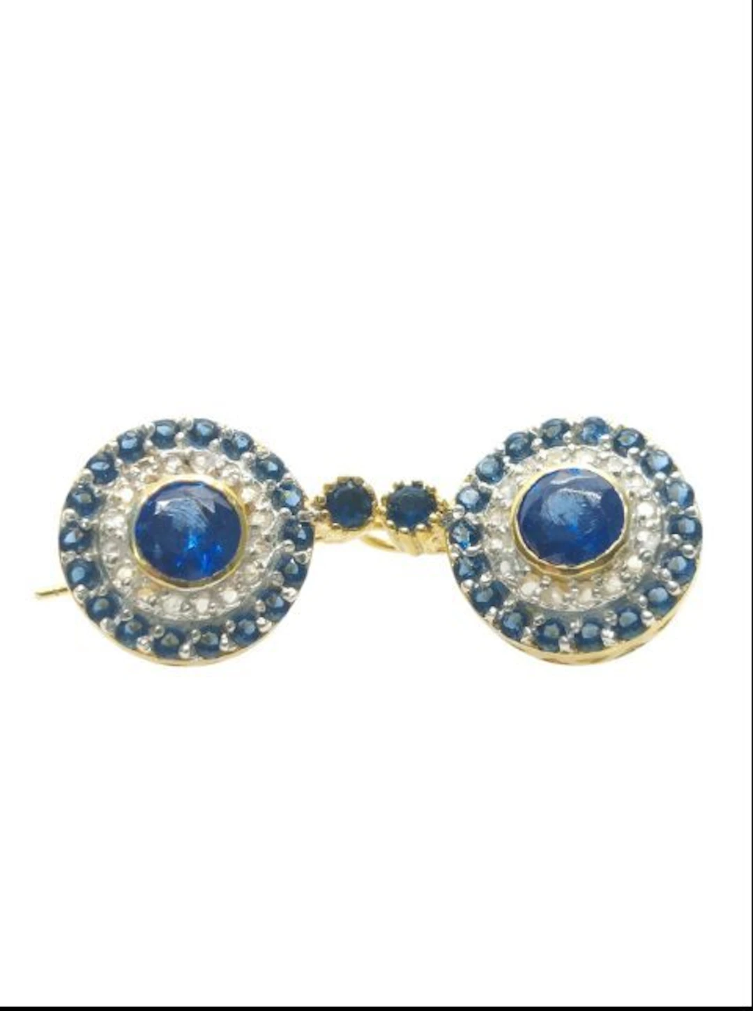No reserve price - Earrings - 9 kt. Yellow gold - 1.60ct. tw. Sapphire