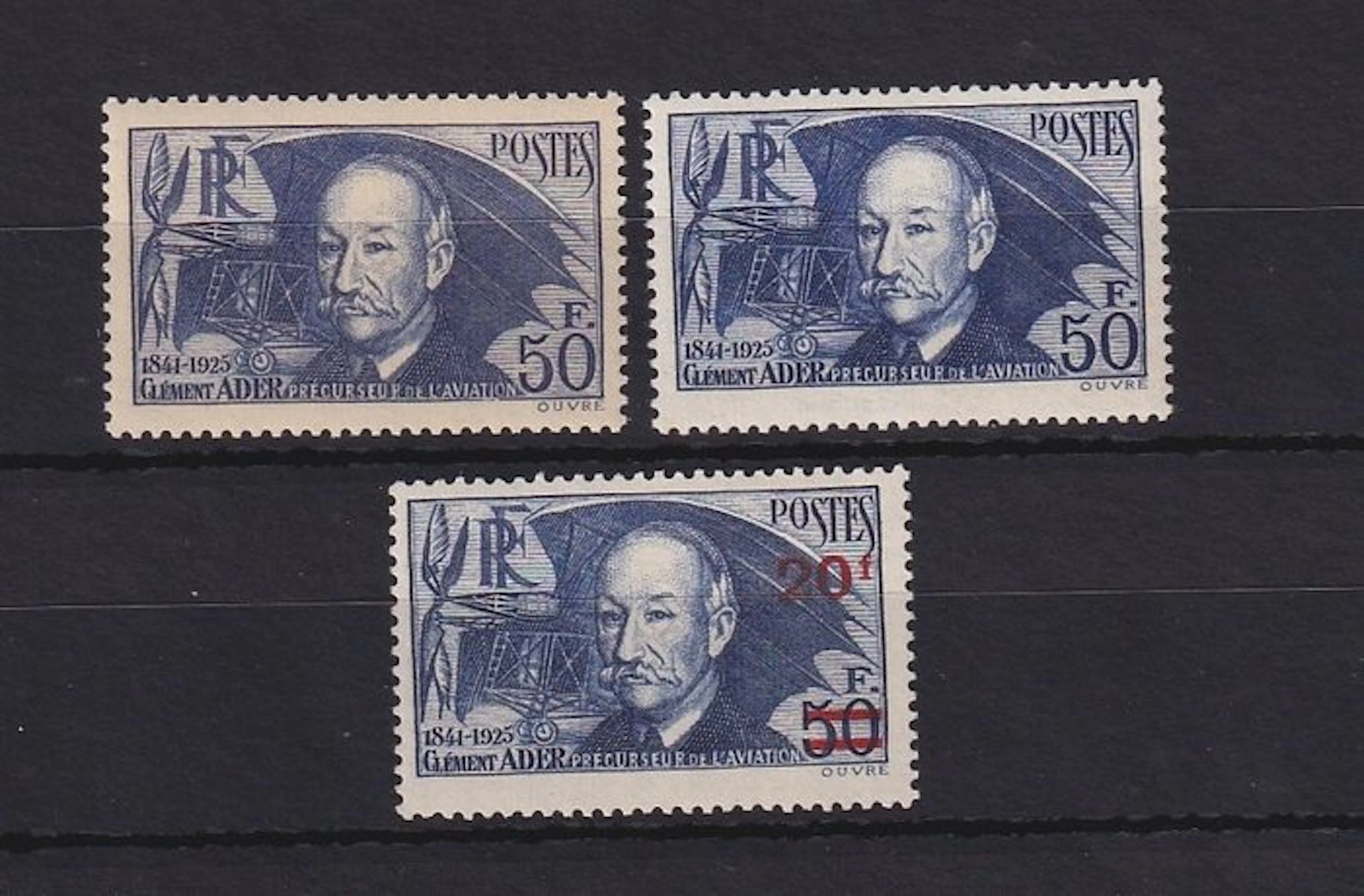 France 1938/1940 - ADER différents papier et surchargé - Yvert n°398