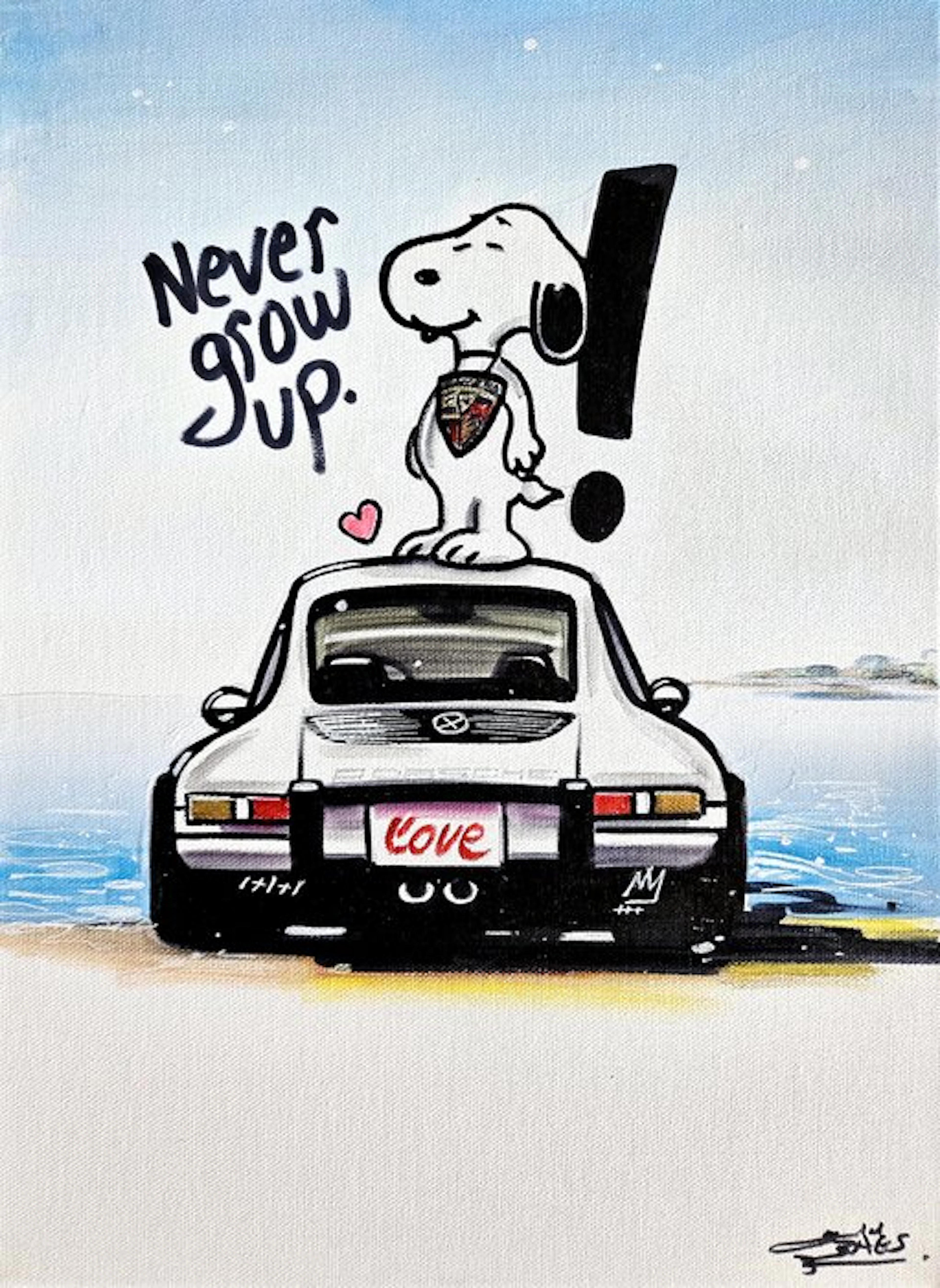 Original Painting - Porsche - Porsche 911 - Snoopy Pop Art - Baes Gerald - 2016