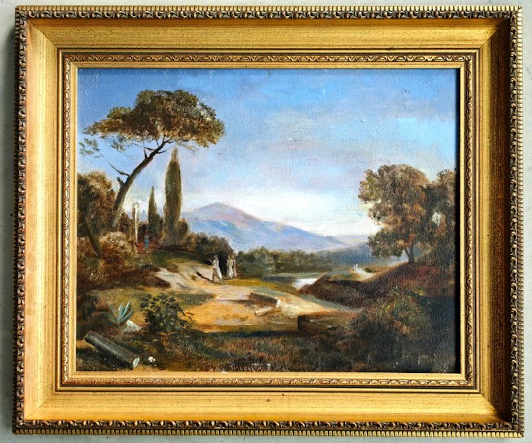 École européenne (XX) - Paysage aux cyprès - NO RESERVE